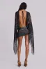 Aria Mesh Plunge Mini Dress in Labyrinth sold by Jaded London
