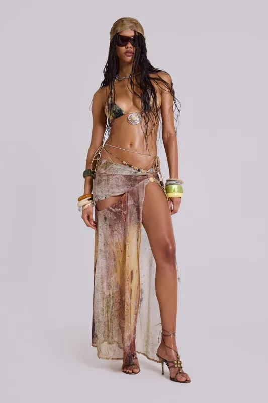 Thalita Cut Out Maxi Skirt with Bead Trims sold by Jaded London