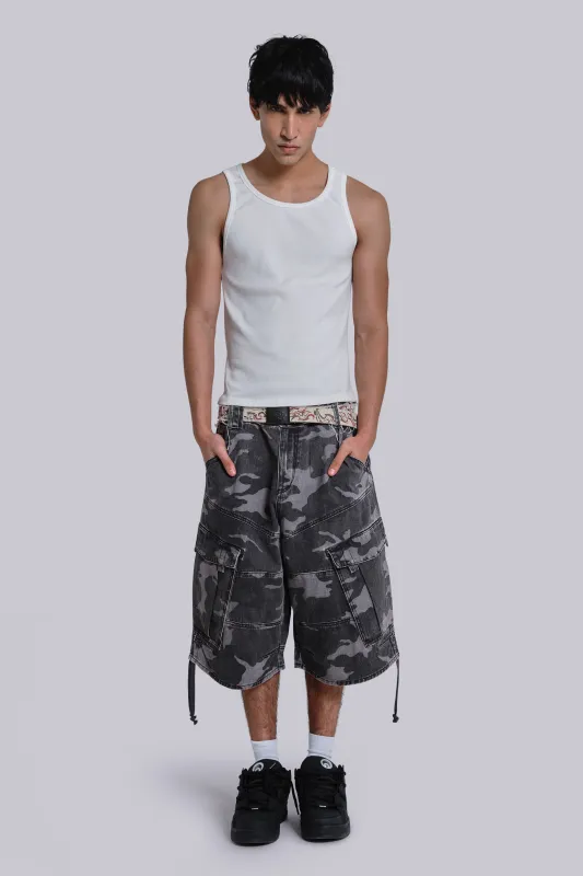 Jaded London Snow Camo Cadet Cargo Shorts | Parallel
