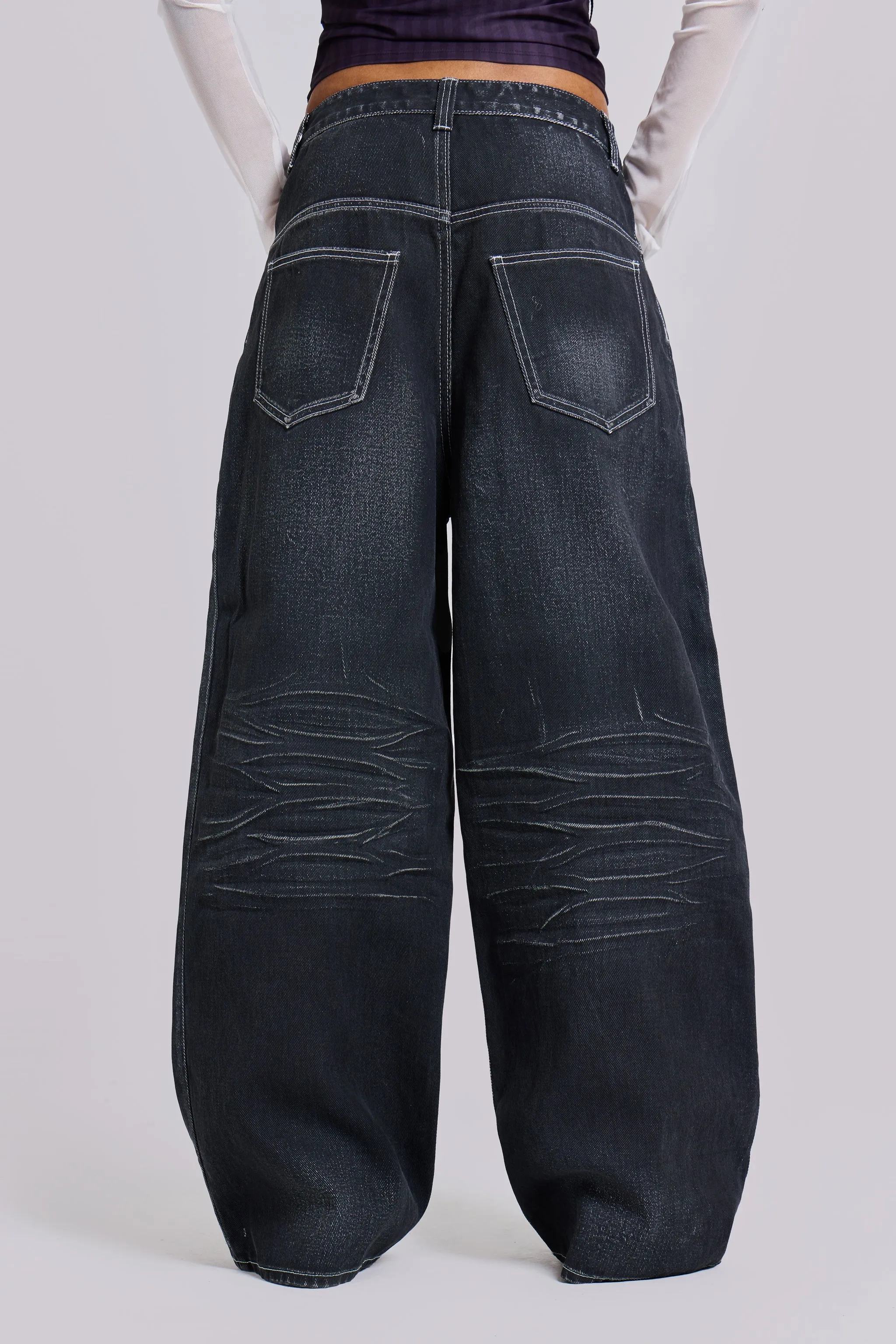 Black Coated XL Colossus Jeans sold by Jaded London product image thumbnail 4