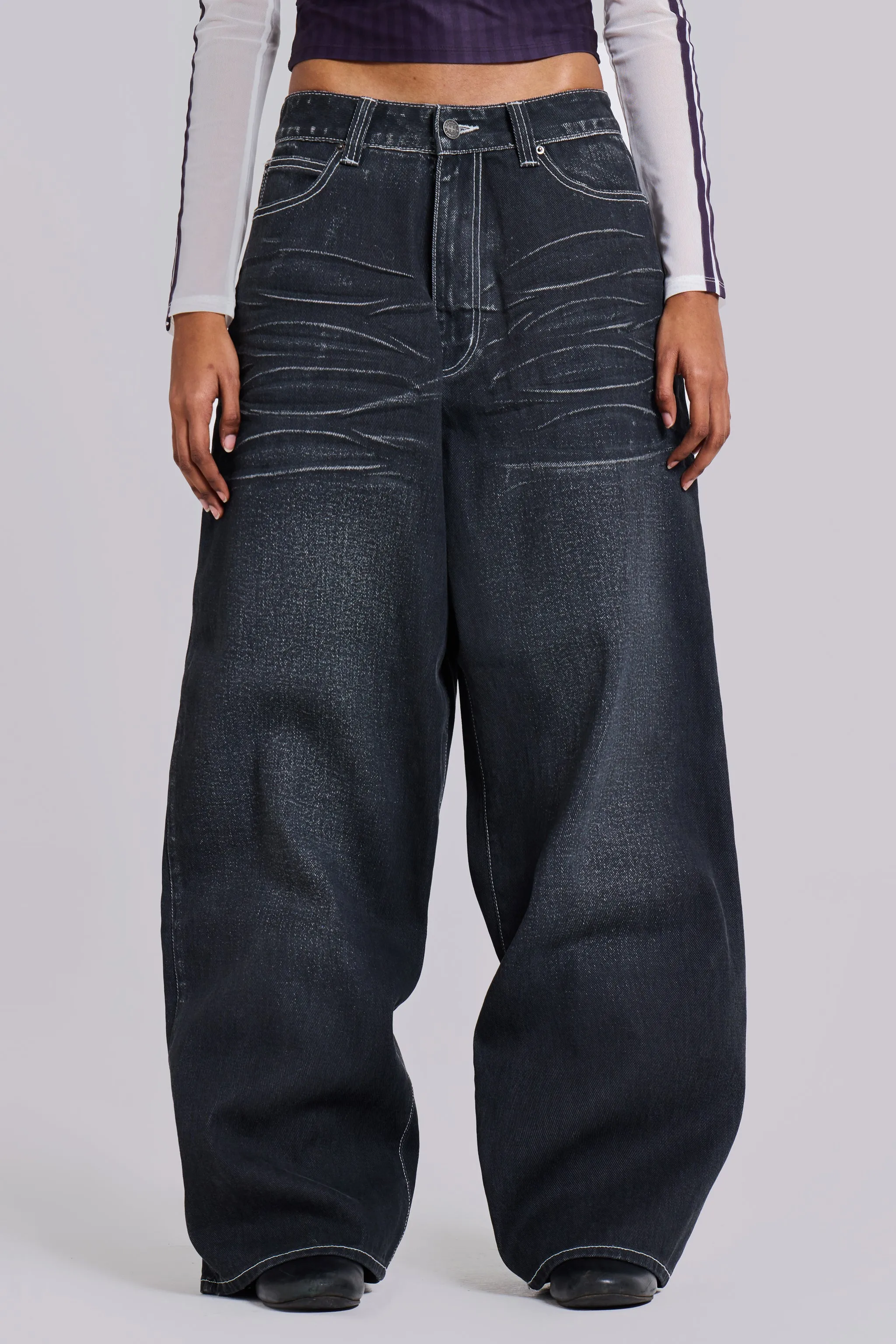 Black Coated XL Colossus Jeans sold by Jaded London product image thumbnail 2