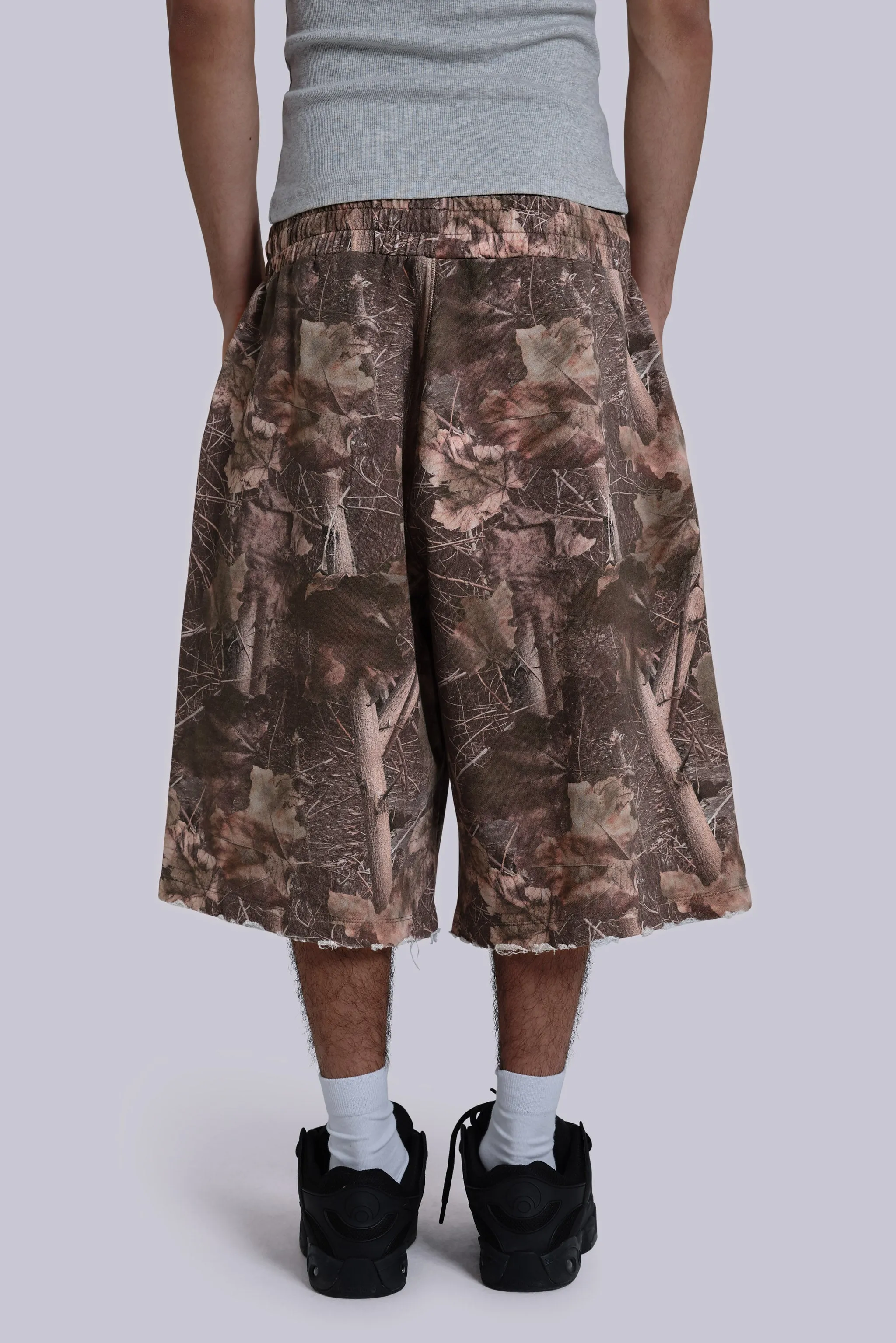 Jaded London Woodland Camo Monster Jogger Shorts | Parallel