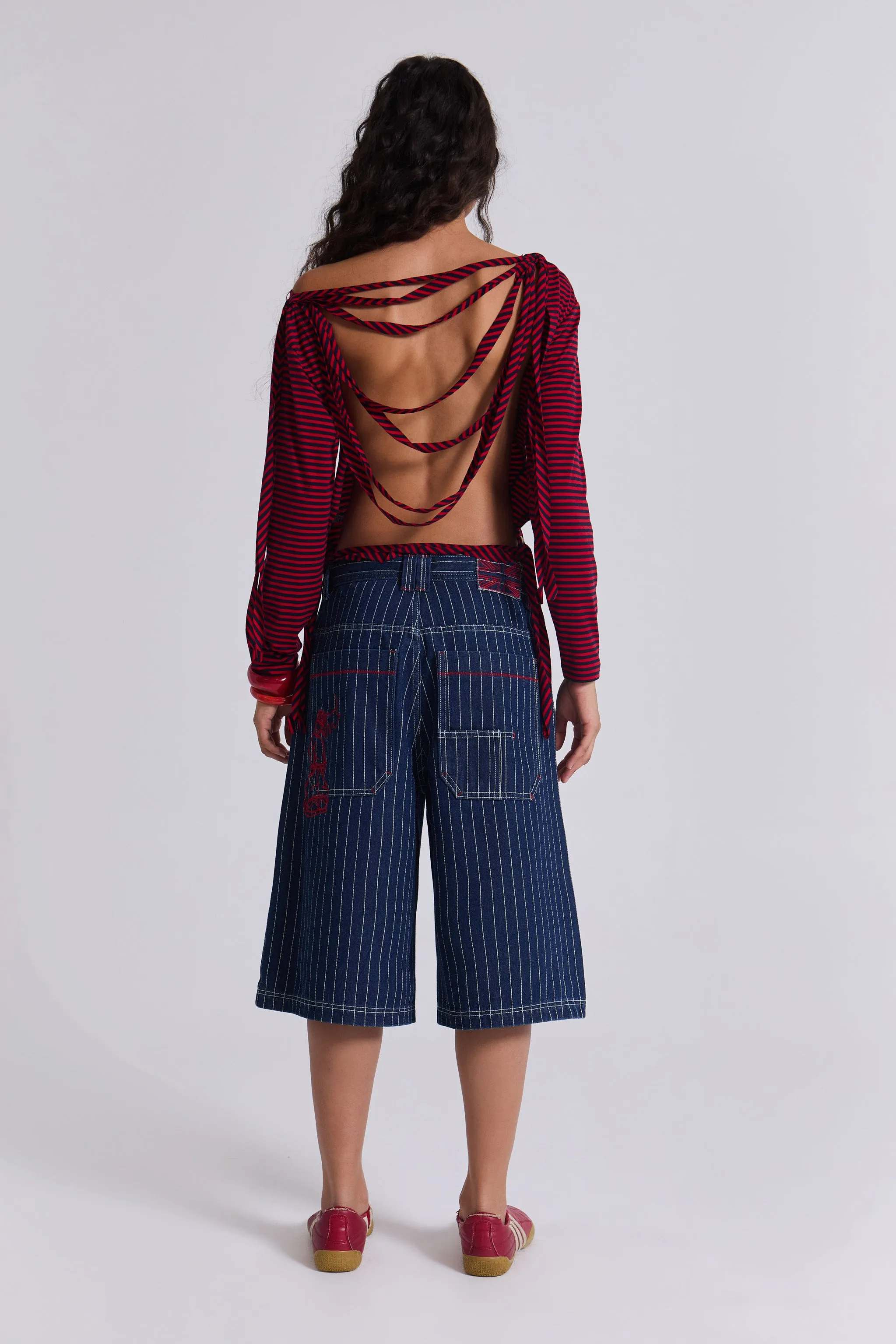 Ollie Pinstripe Jorts sold by Jaded London product image thumbnail 2