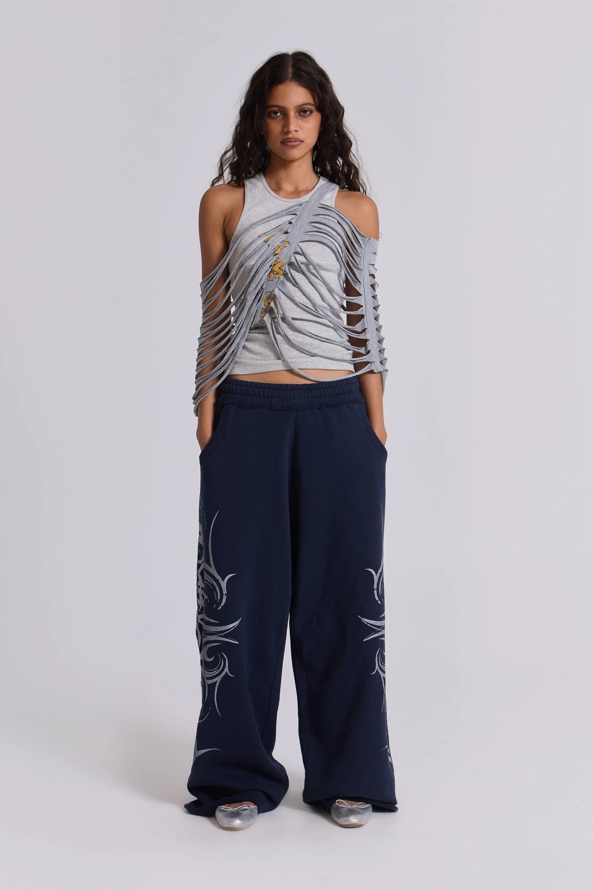 Navy Baggy Blade Joggers sold by Jaded London product image thumbnail 5