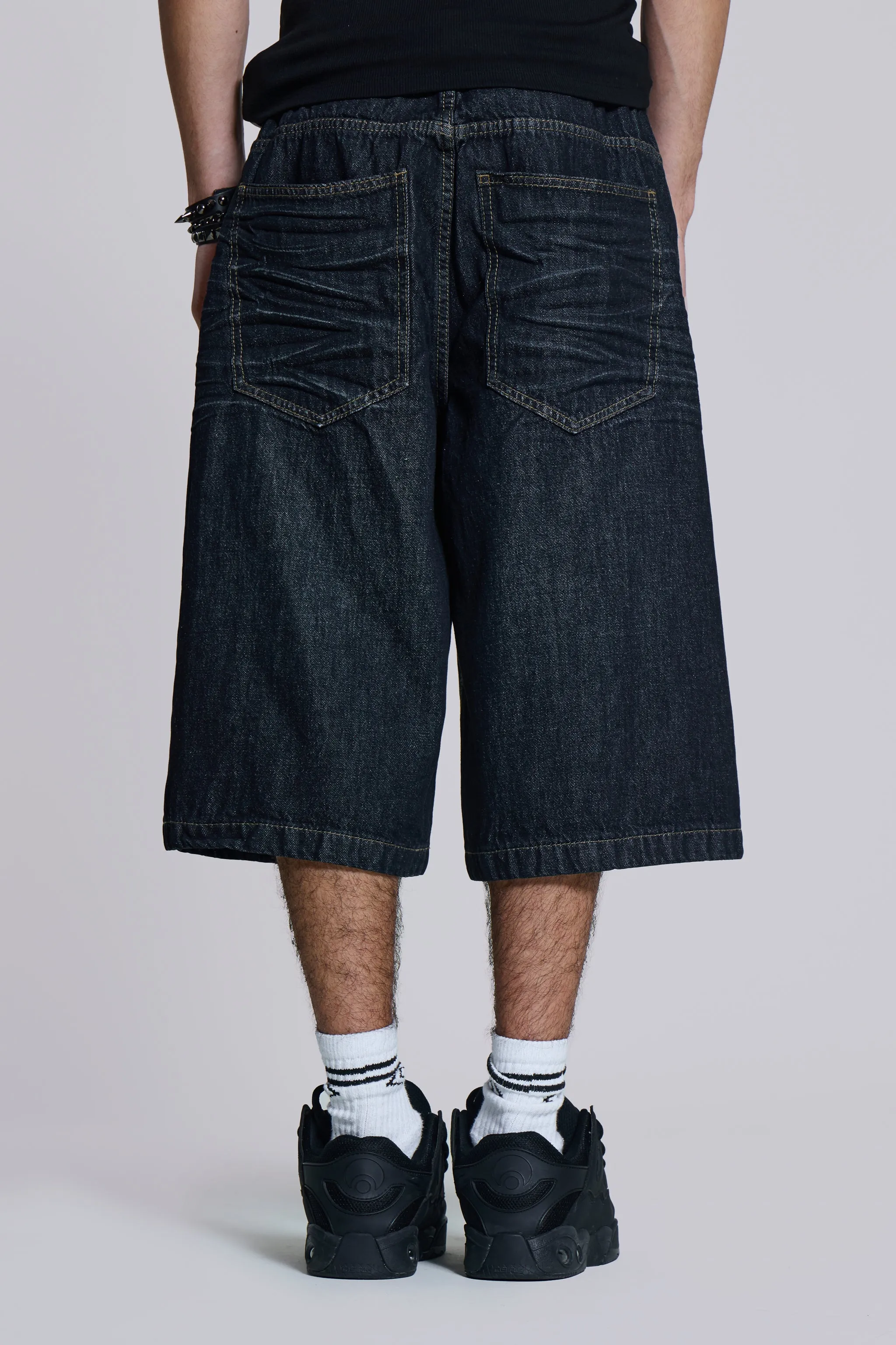 Creased Indigo Colossus Jorts sold by Jaded London product image thumbnail 2
