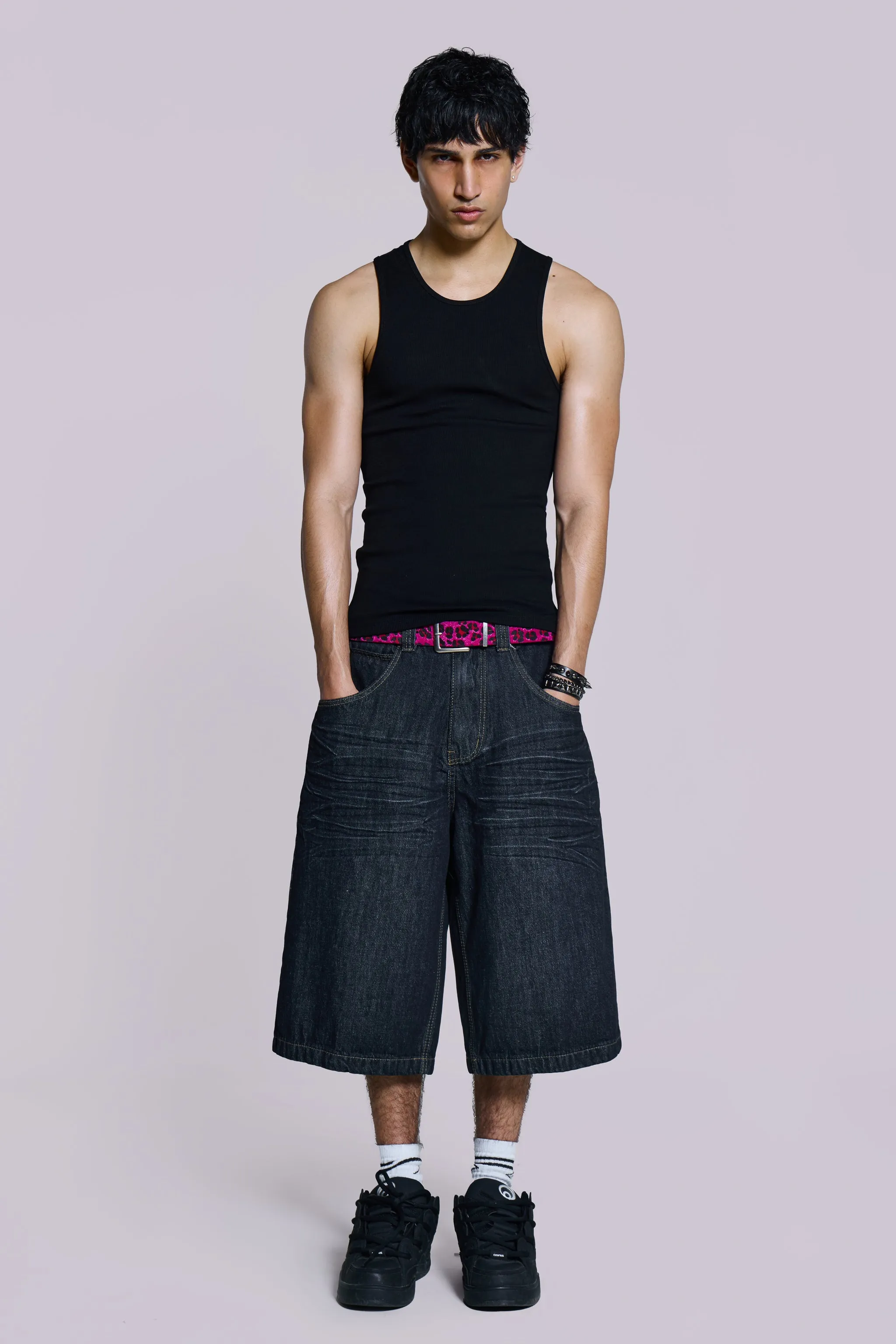 Creased Indigo Colossus Jorts sold by Jaded London product image thumbnail 3