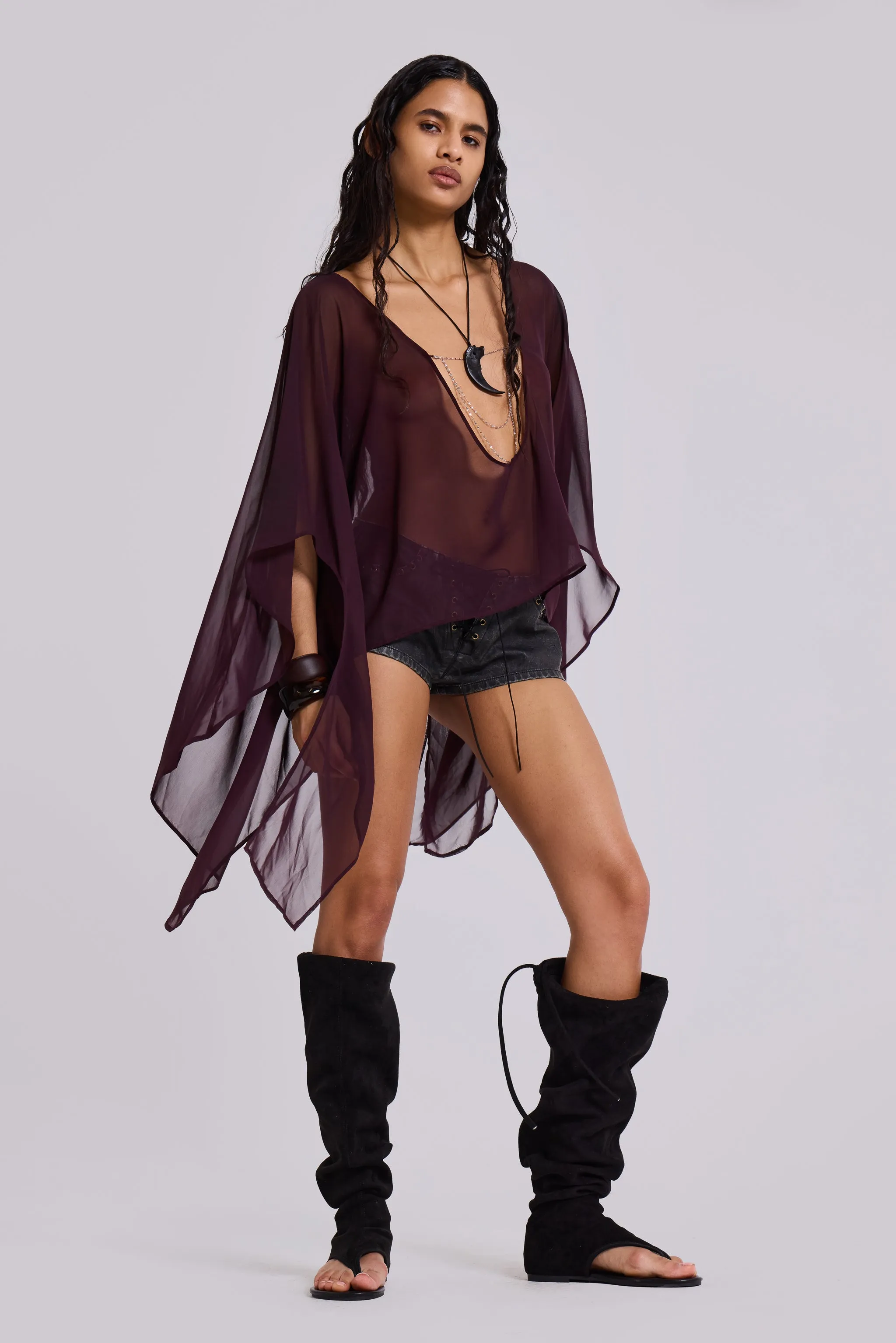 Kaiane Chiffon Cape Top sold by Jaded London product image thumbnail 2