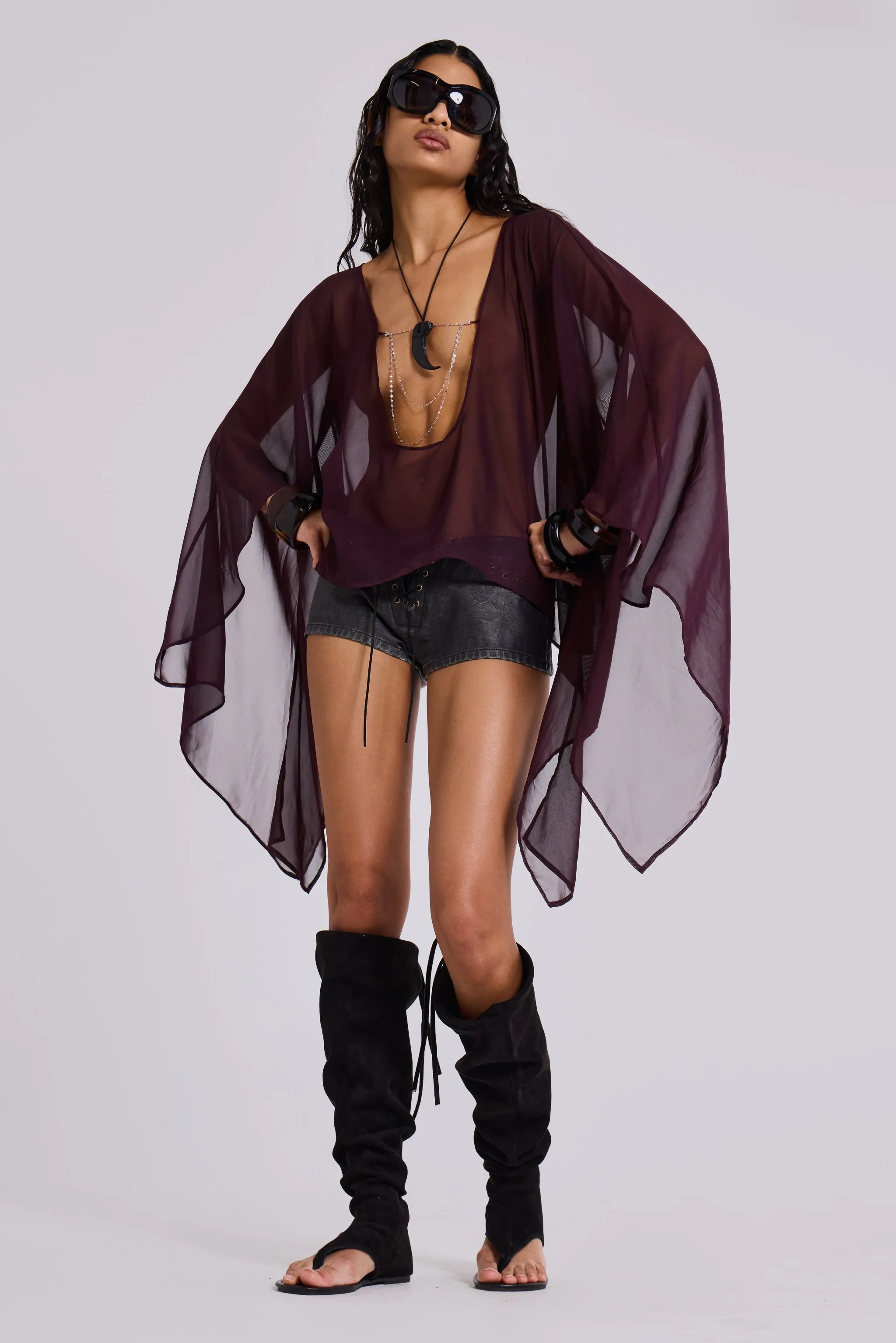 Kaiane Chiffon Cape Top sold by Jaded London product image thumbnail 5