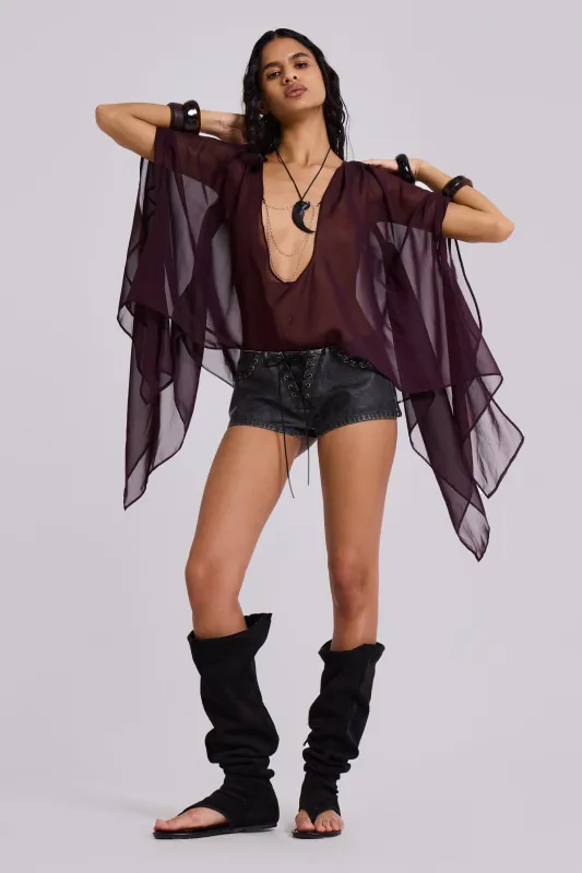 Kaiane Chiffon Cape Top sold by Jaded London
