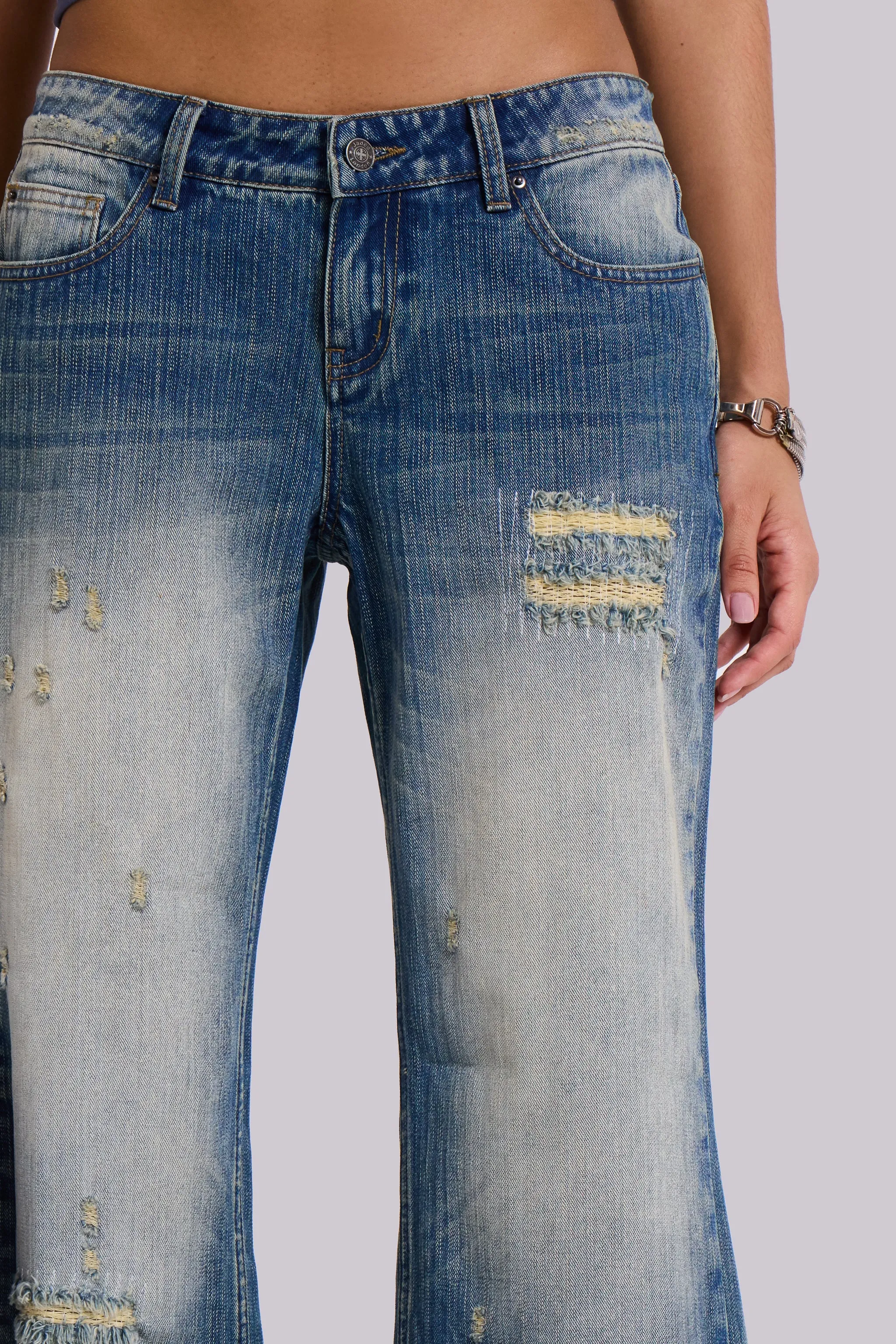 Hunter Loose Straight Leg Jeans in Blue Wash sold by Jaded London product image thumbnail 5