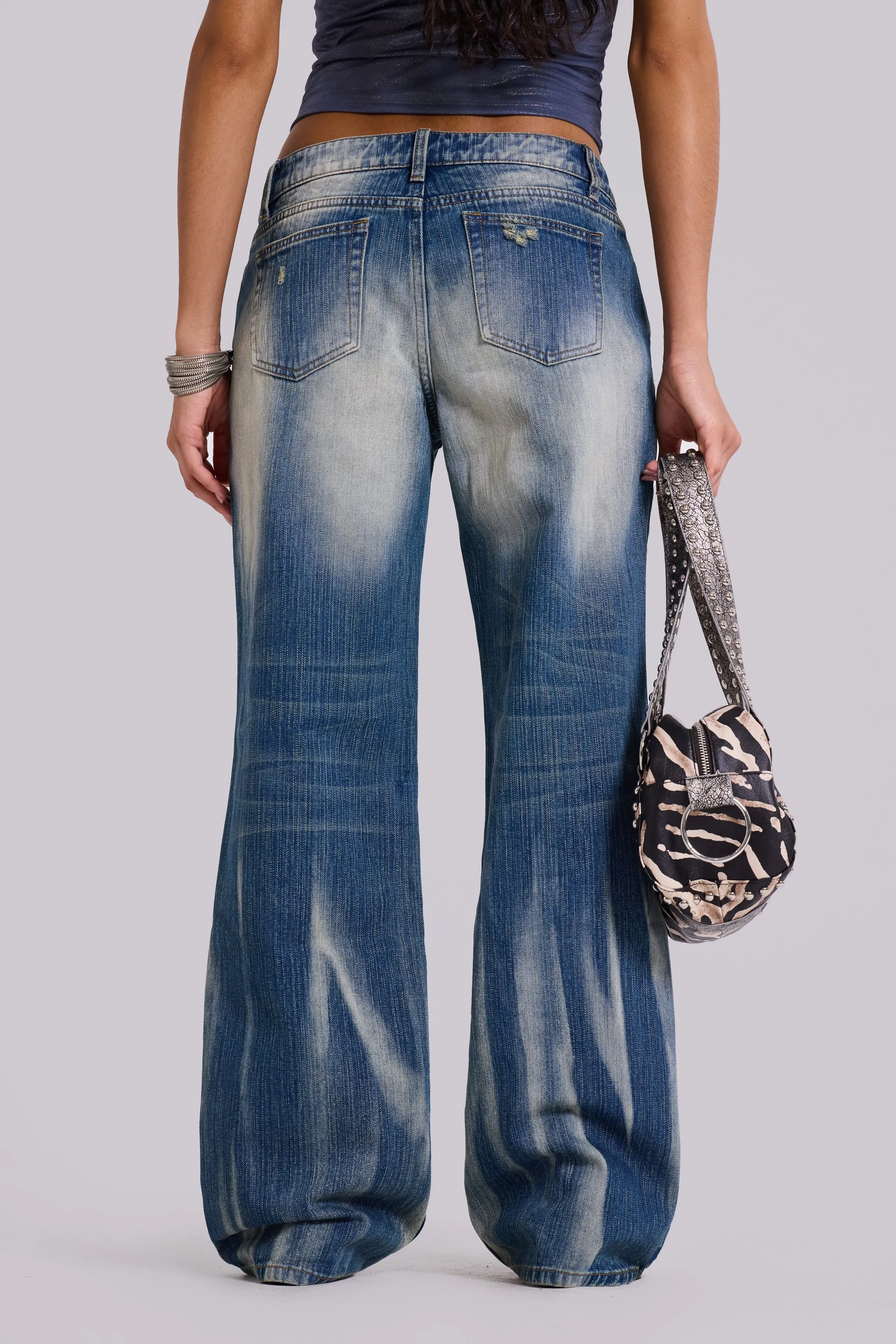 Hunter Loose Straight Leg Jeans in Blue Wash sold by Jaded London product image thumbnail 3