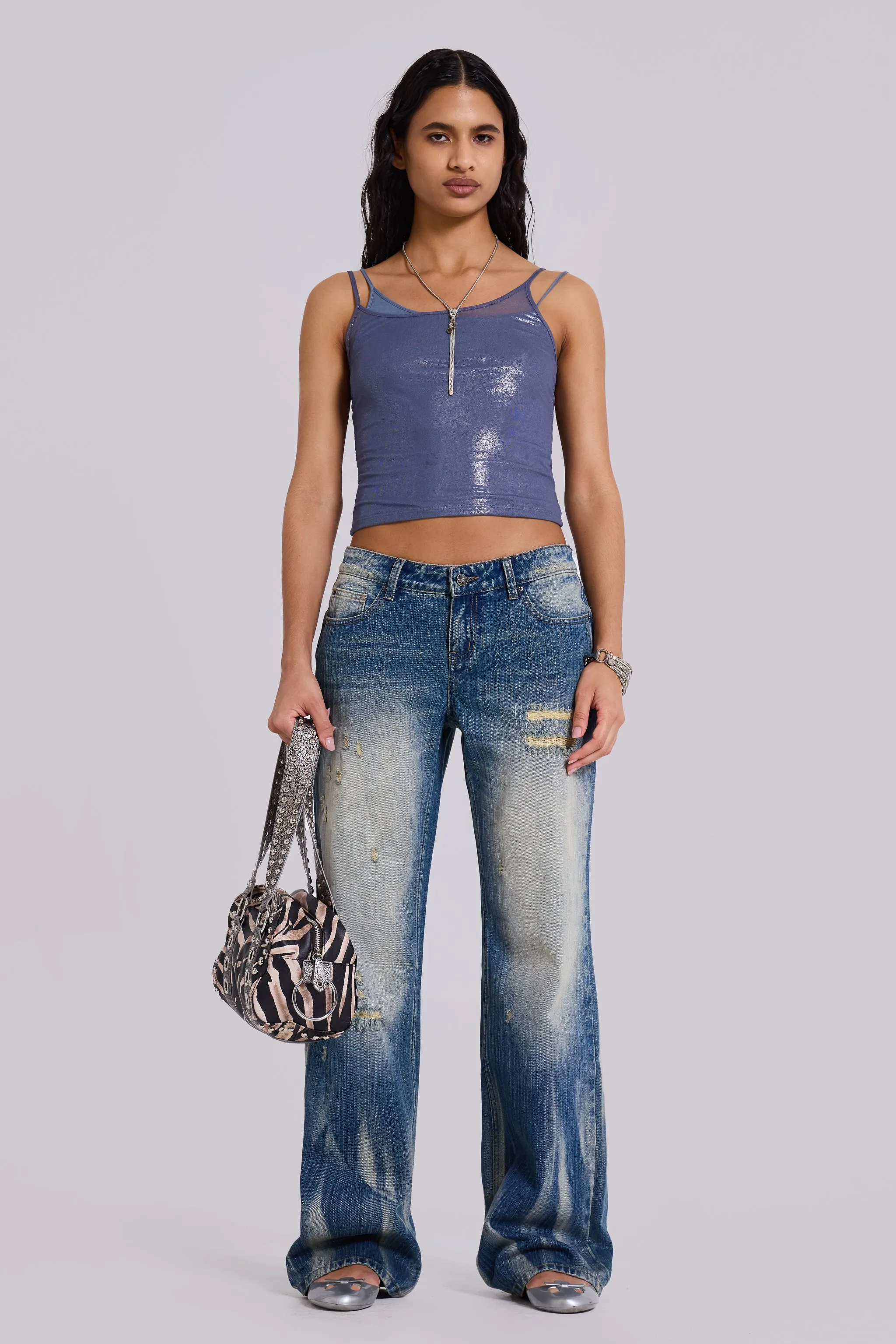 Hunter Loose Straight Leg Jeans in Blue Wash sold by Jaded London product image thumbnail 4