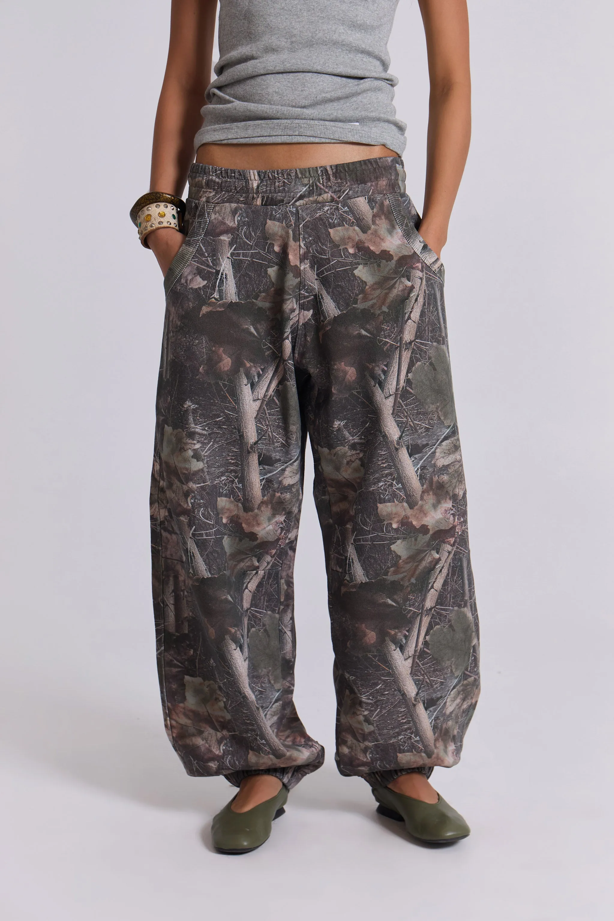 Woodland Camo Baggy Cuffed Monster Joggers sold by Jaded London product image thumbnail 4