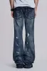 Vintage Blue Feather Drift Flared Jeans sold by Jaded London