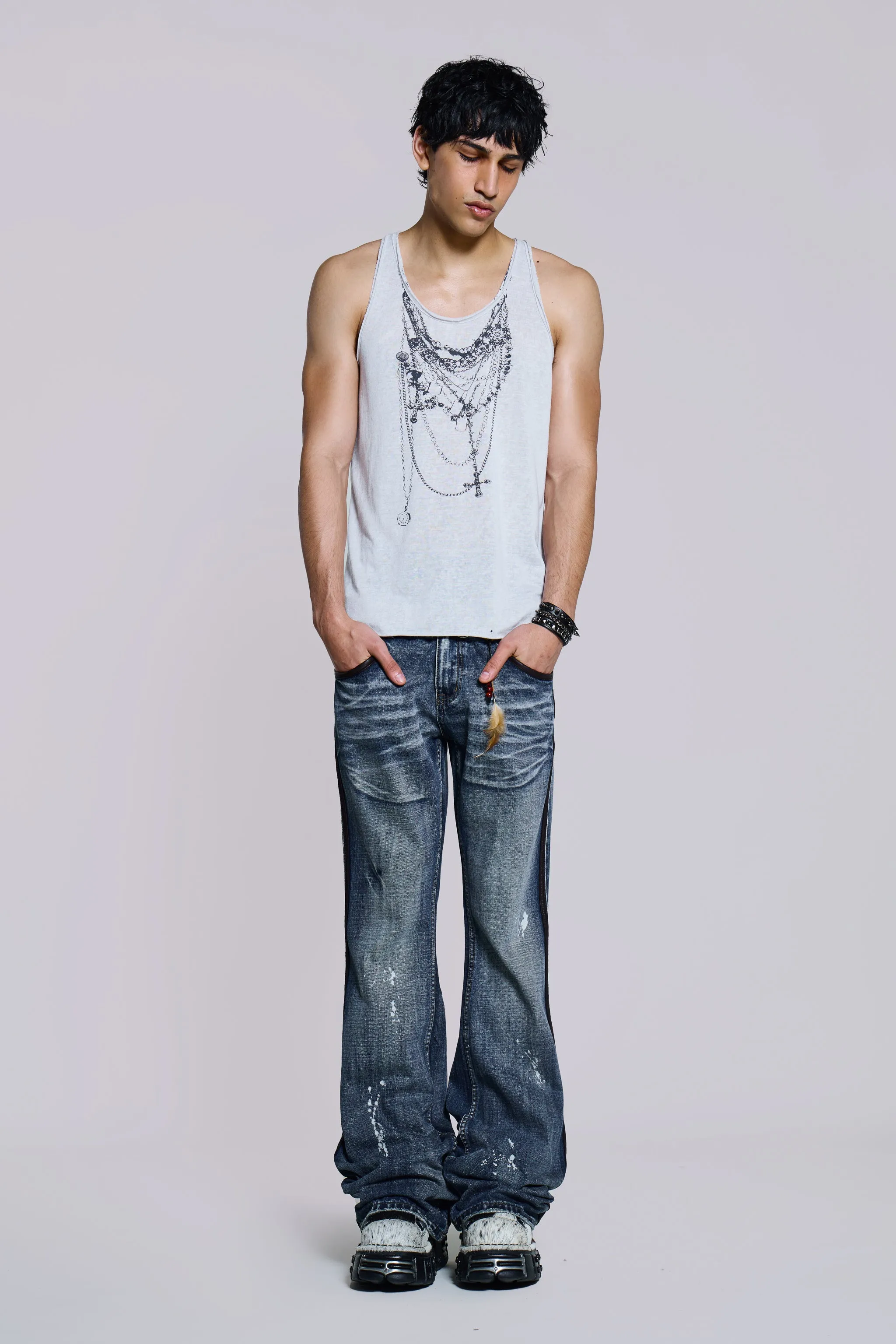 Vintage Blue Feather Drift Flared Jeans sold by Jaded London product image thumbnail 2