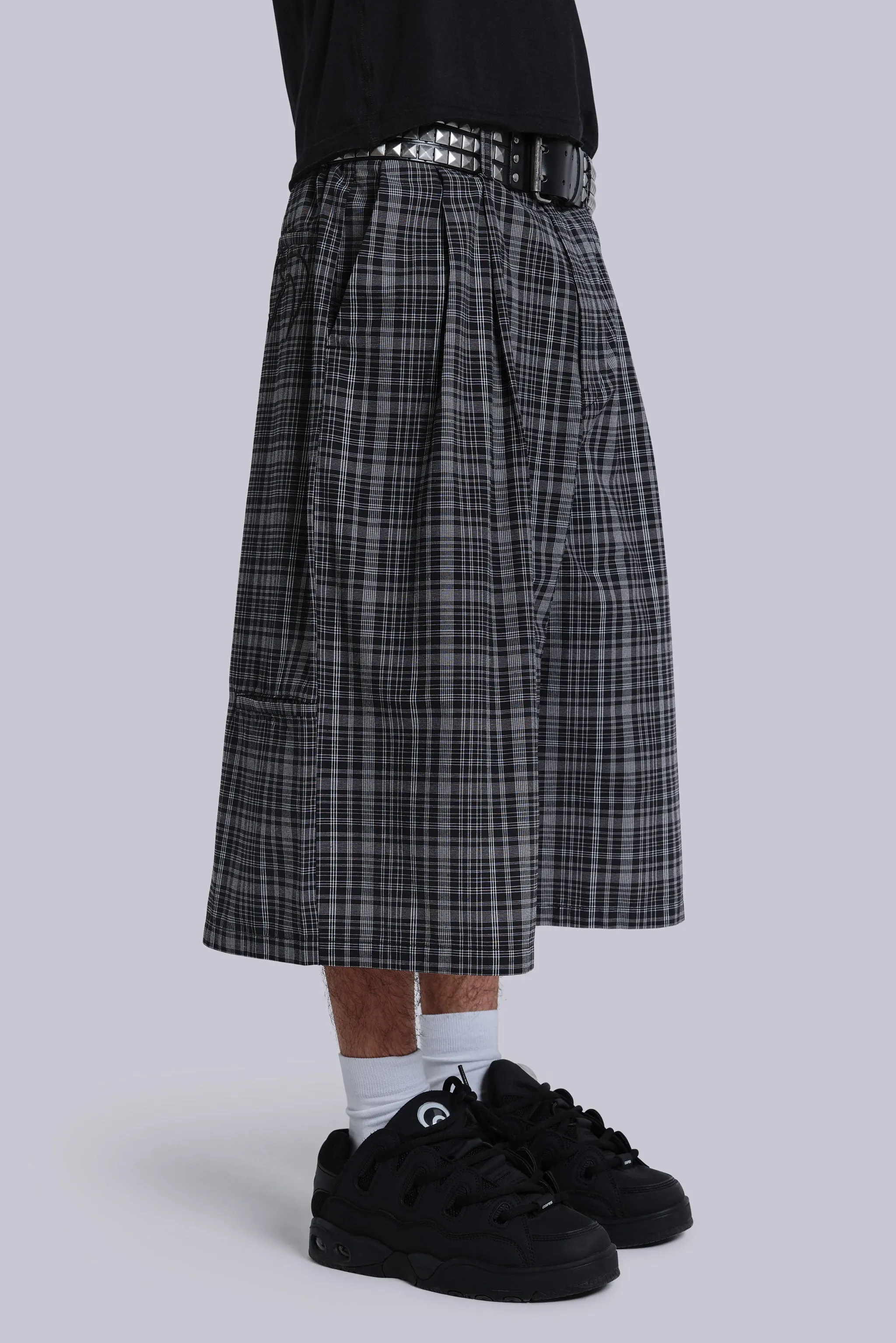 Black Check Jumbo Jorts sold by Jaded London product image thumbnail 5