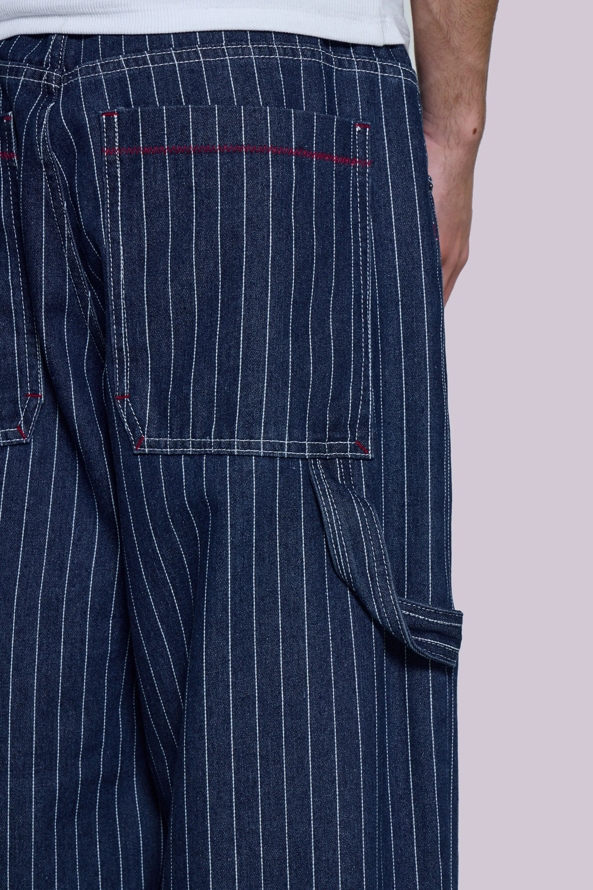 Navy Ollie Pinstripe XL Colossus Jeans sold by Jaded London product image thumbnail 5