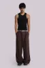 Chocolate Brown Pinstripe Goliath Suit Pants sold by Jaded London