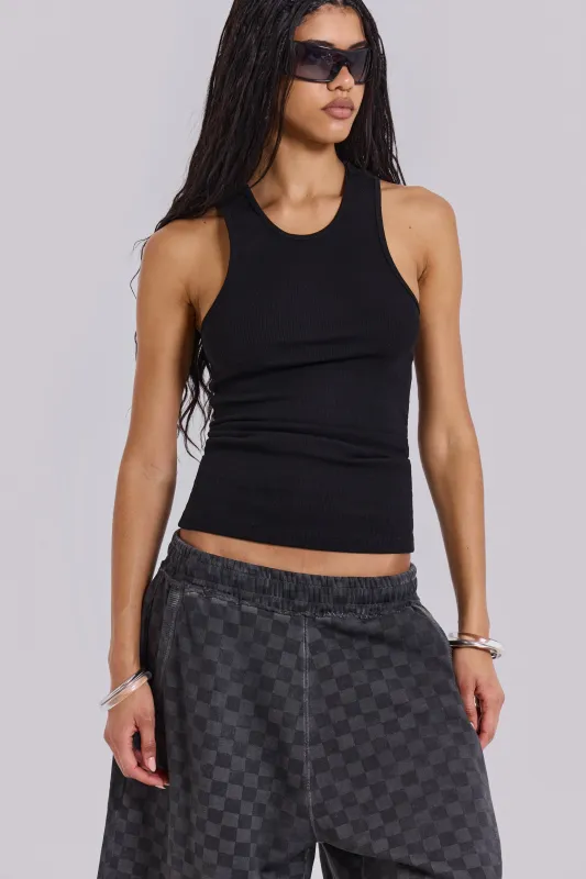 Black Rib Longline Vest sold by Jaded London