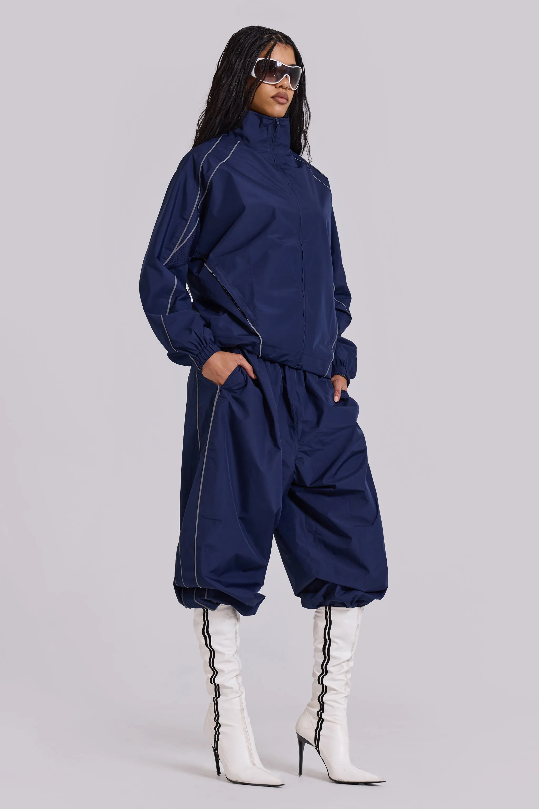 Navy Vapor Tracksuit Bottoms sold by Jaded London product image thumbnail 2