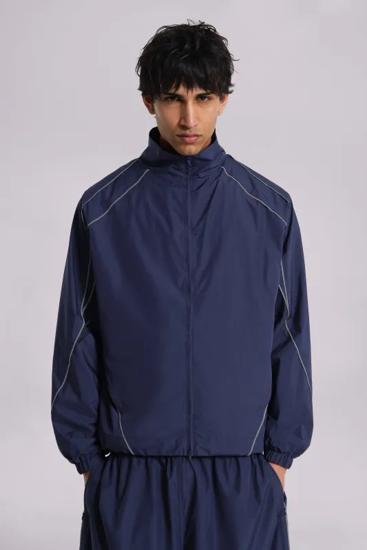 Navy Vapor Tracksuit Top sold by Jaded London