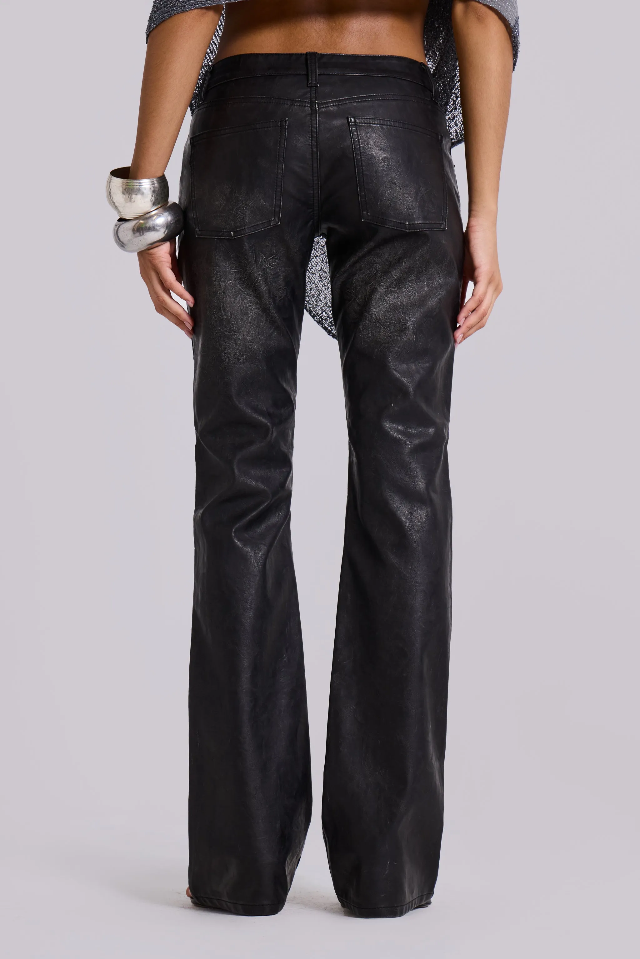 Black Cooper PU Bootcut Jeans sold by Jaded London product image thumbnail 4