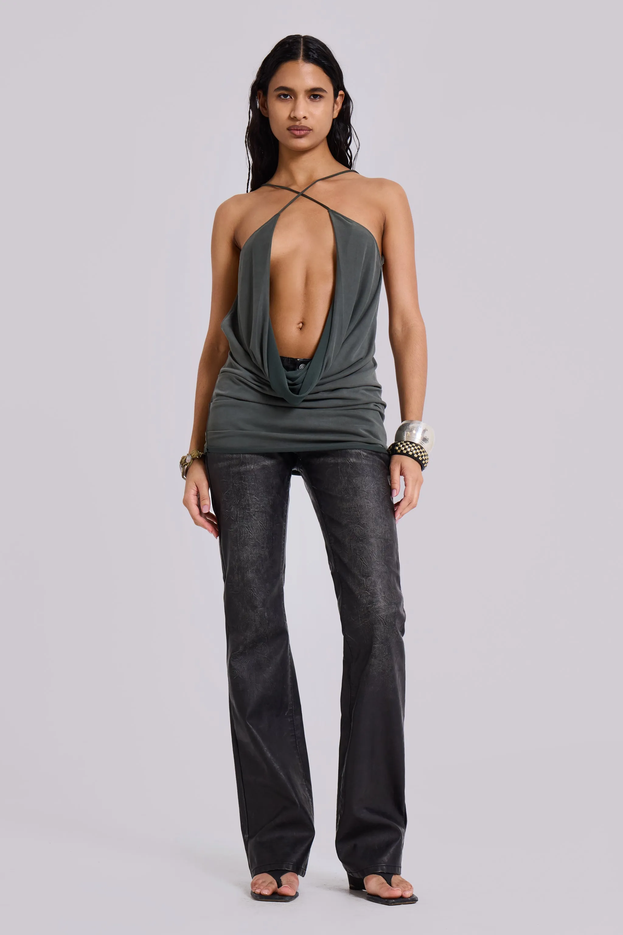 Black Cooper PU Bootcut Jeans sold by Jaded London product image thumbnail 2