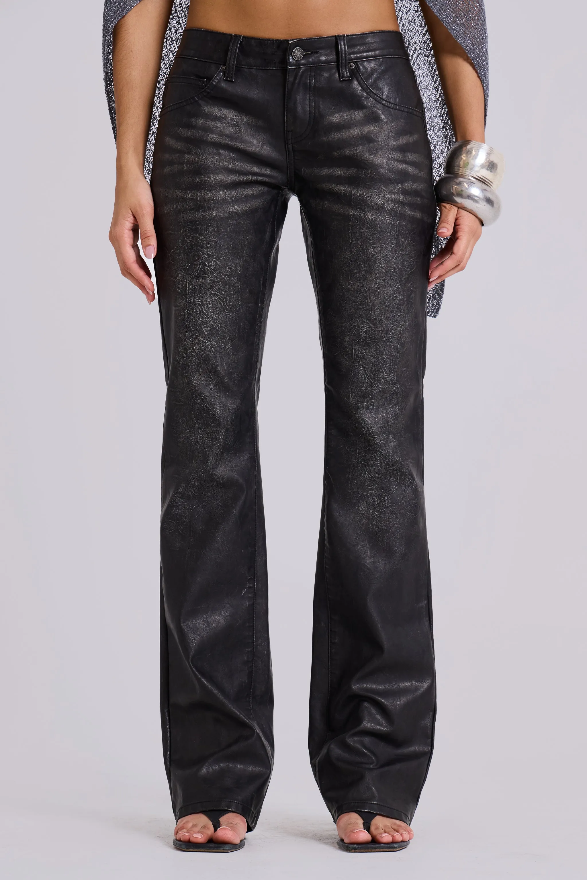Black Cooper PU Bootcut Jeans sold by Jaded London product image thumbnail 3