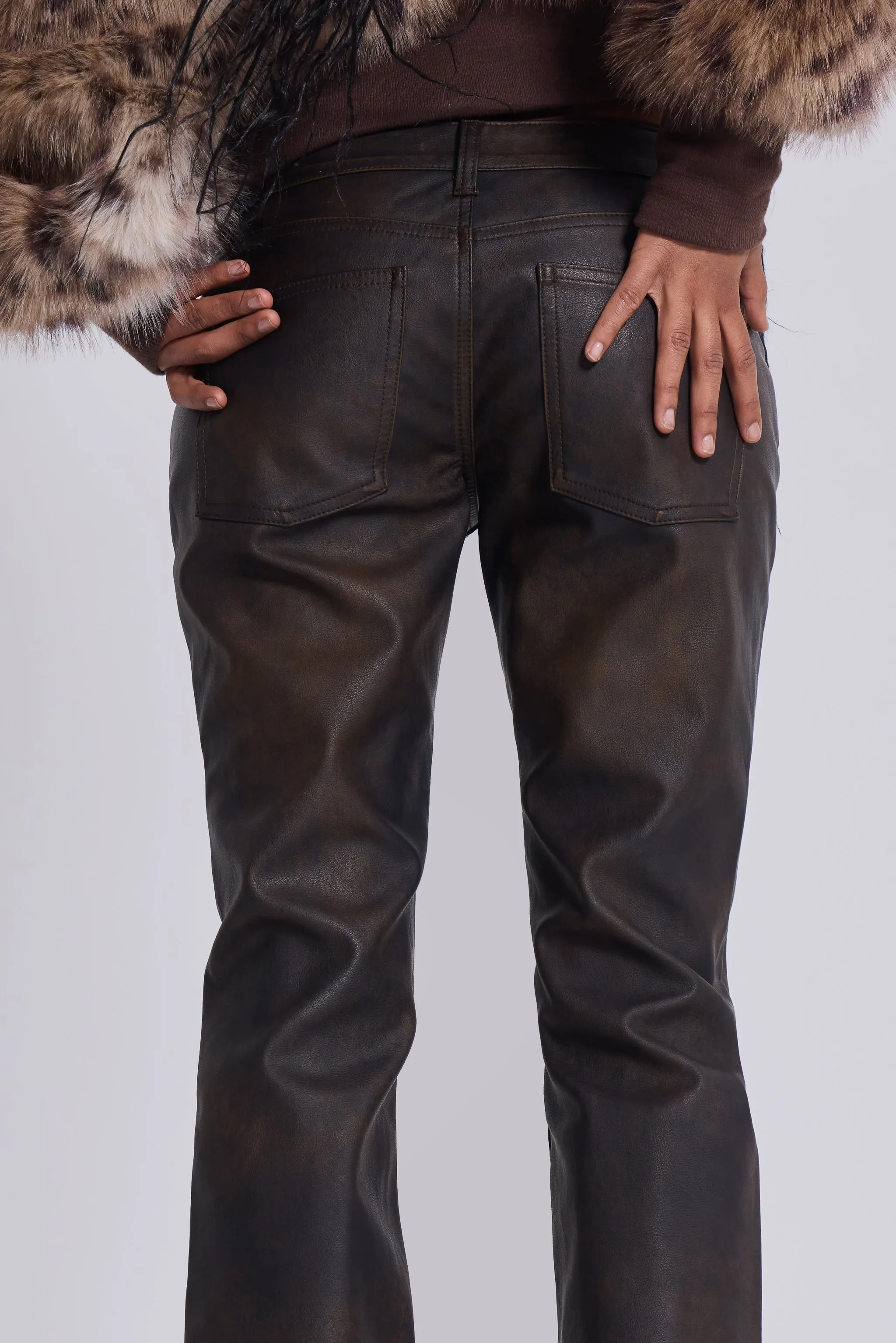 Brown Cooper PU Bootcut Jeans sold by Jaded London product image thumbnail 5
