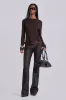 Brown Cooper PU Bootcut Jeans sold by Jaded London