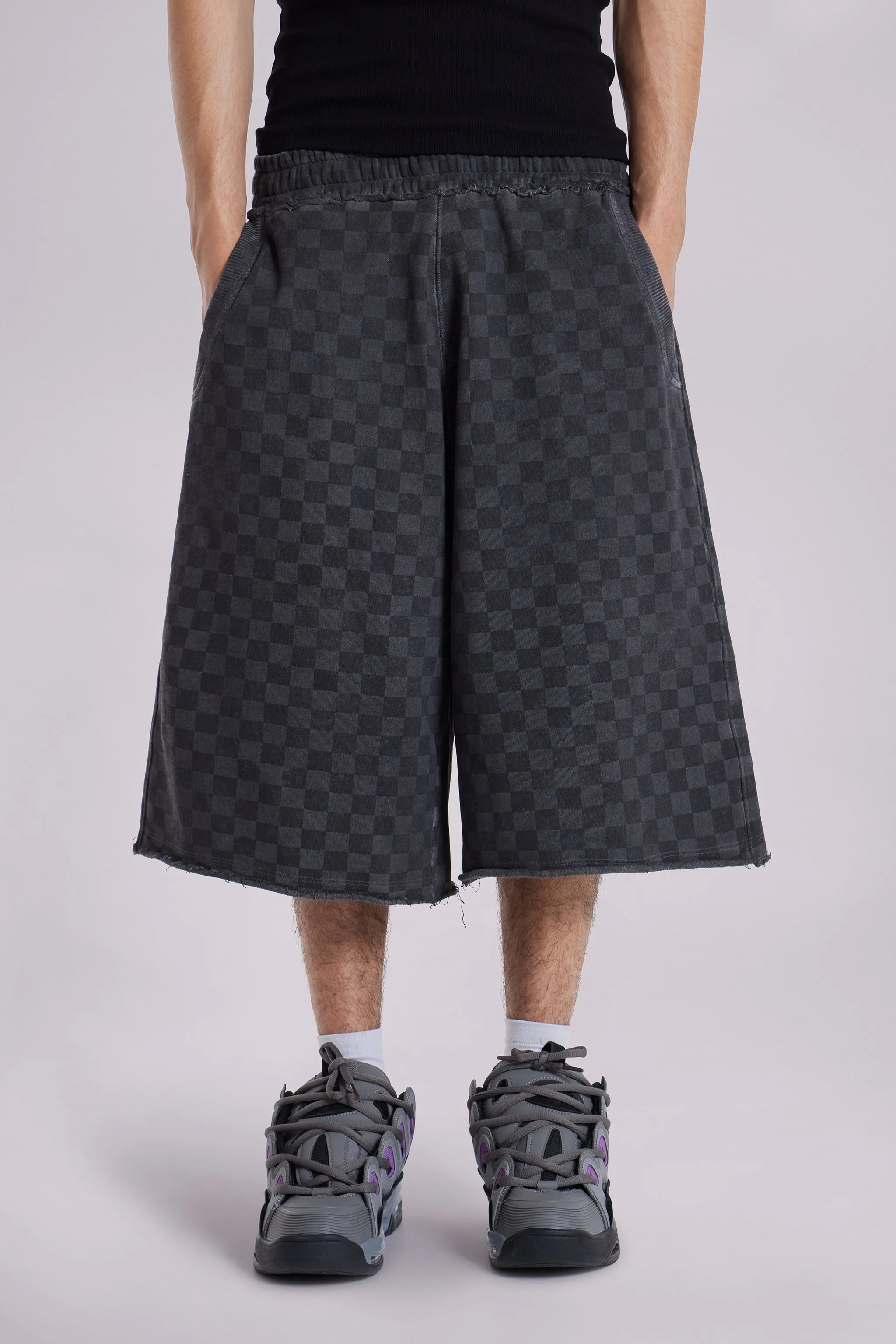 Checkerboard Monster Jogger Baggy Shorts sold by Jaded London