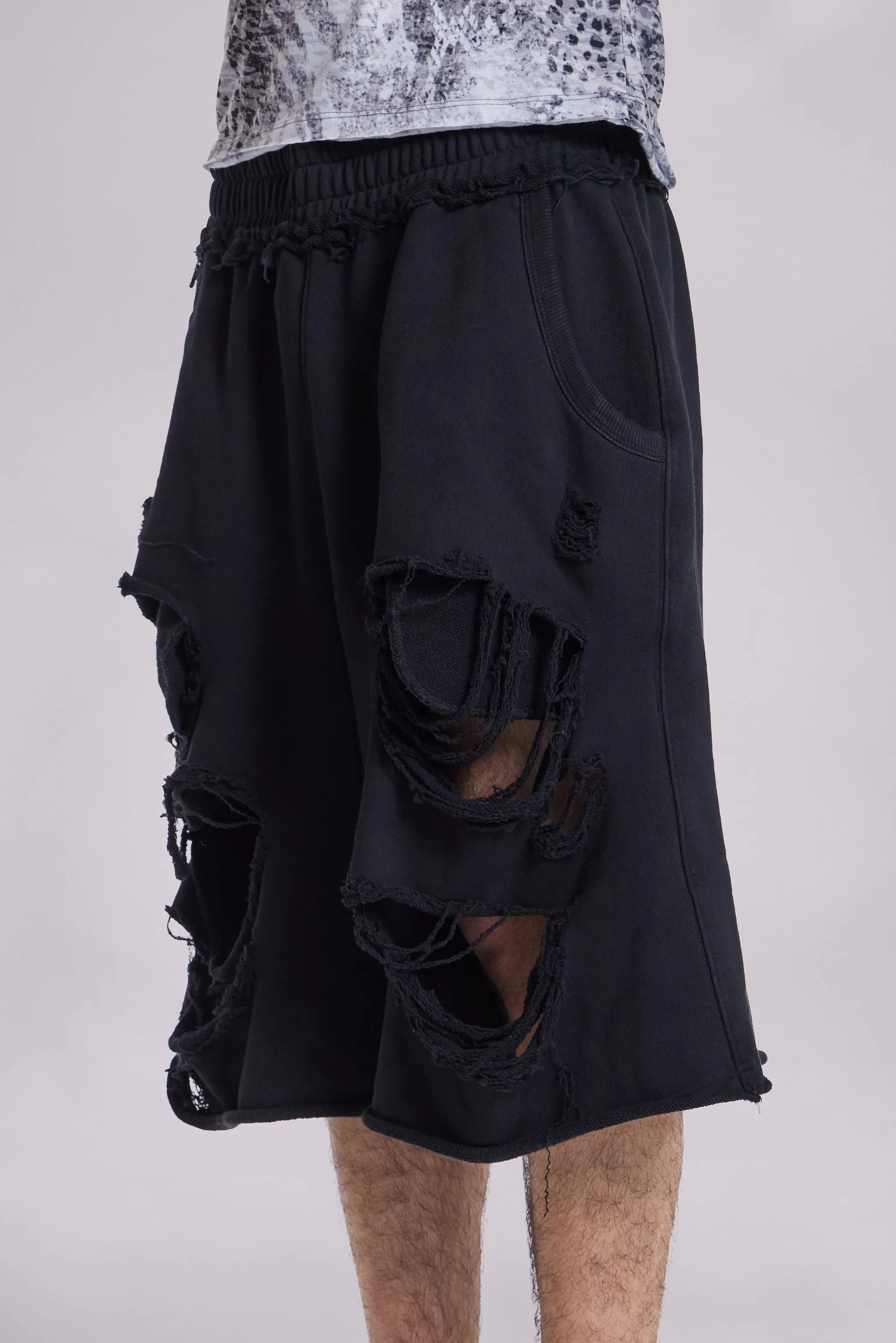 Black Distressed Monster Shorts sold by Jaded London product image thumbnail 5