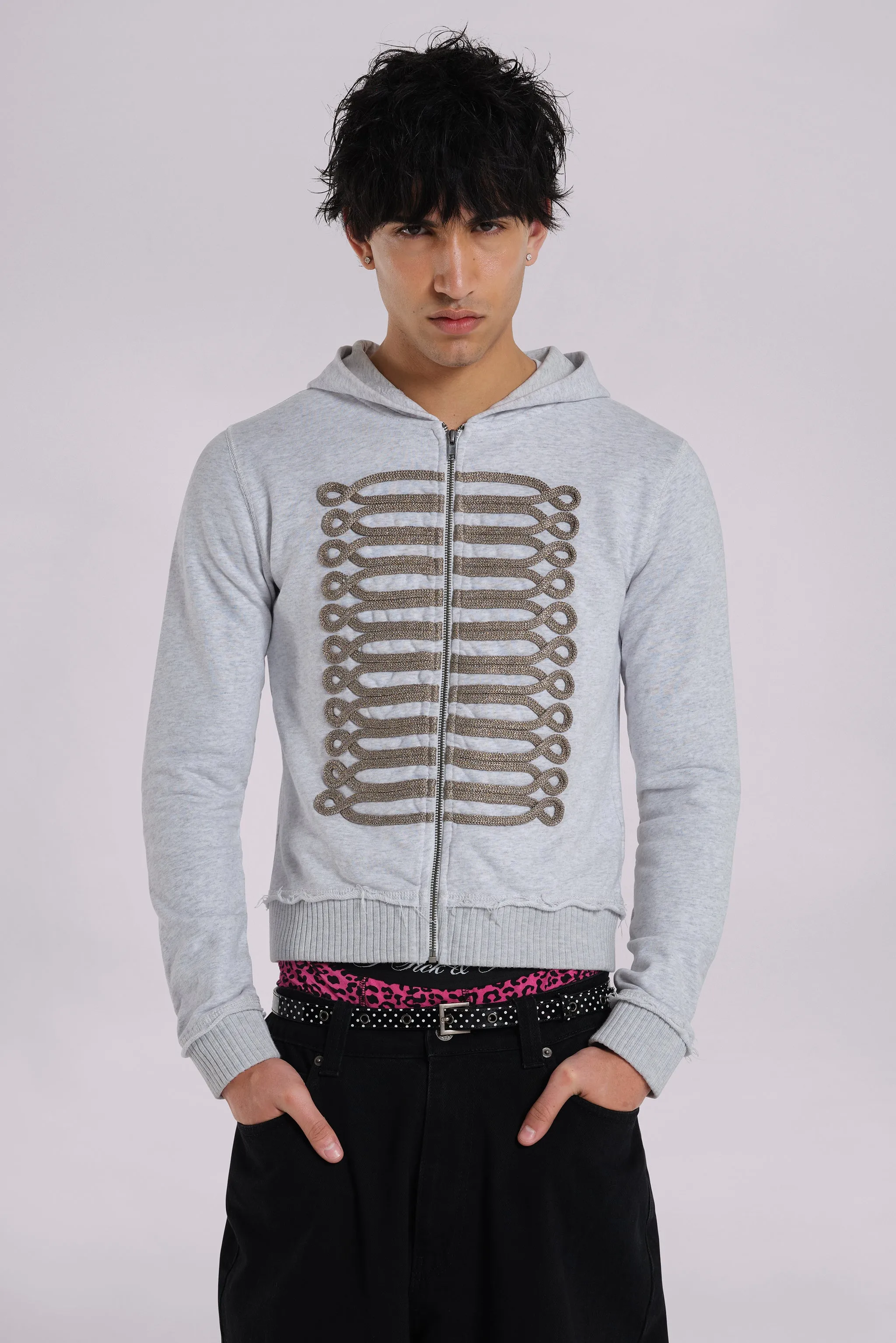 Grey Marl Drummer Hoodie sold by Jaded London