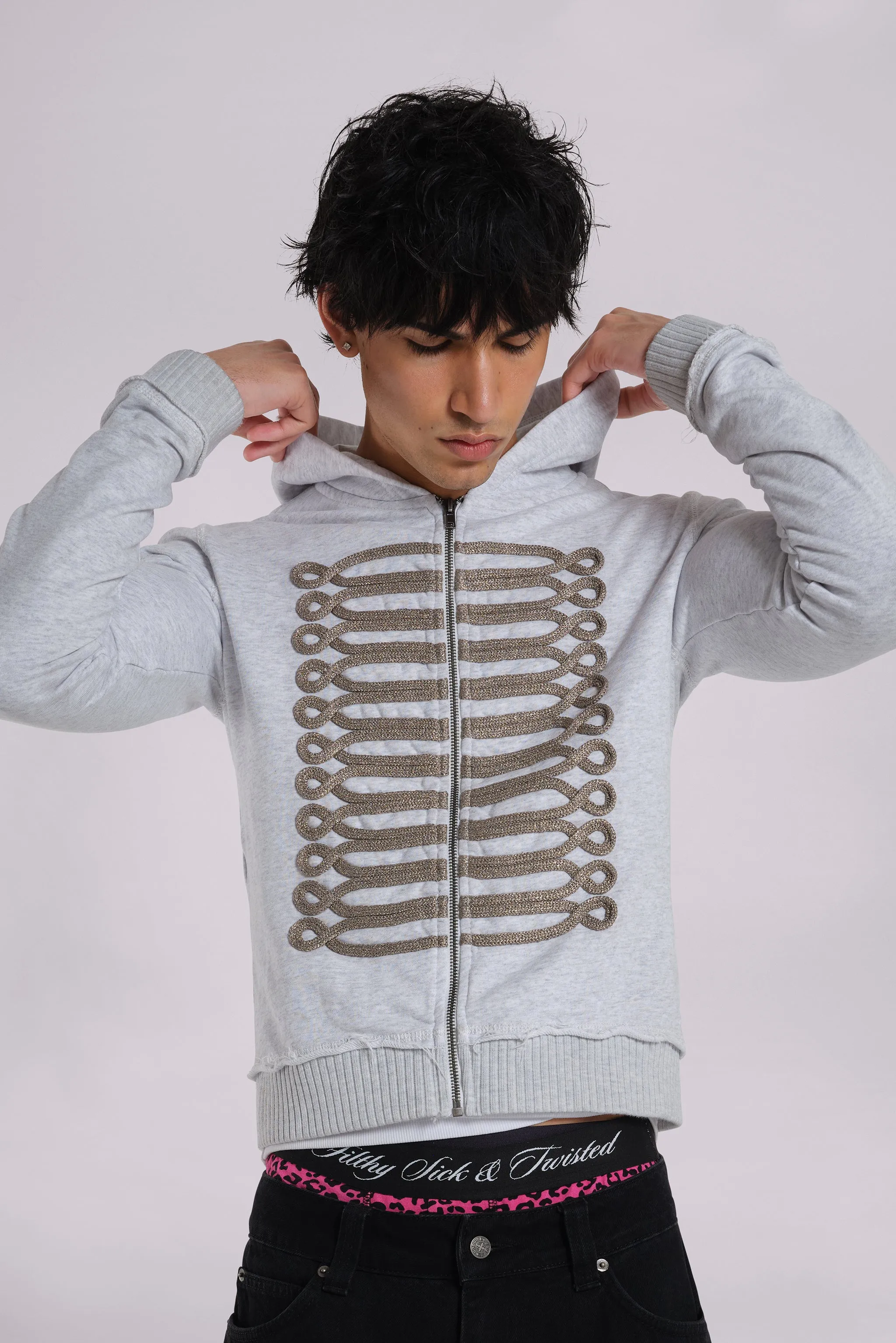 Grey Marl Drummer Hoodie sold by Jaded London product image thumbnail 5