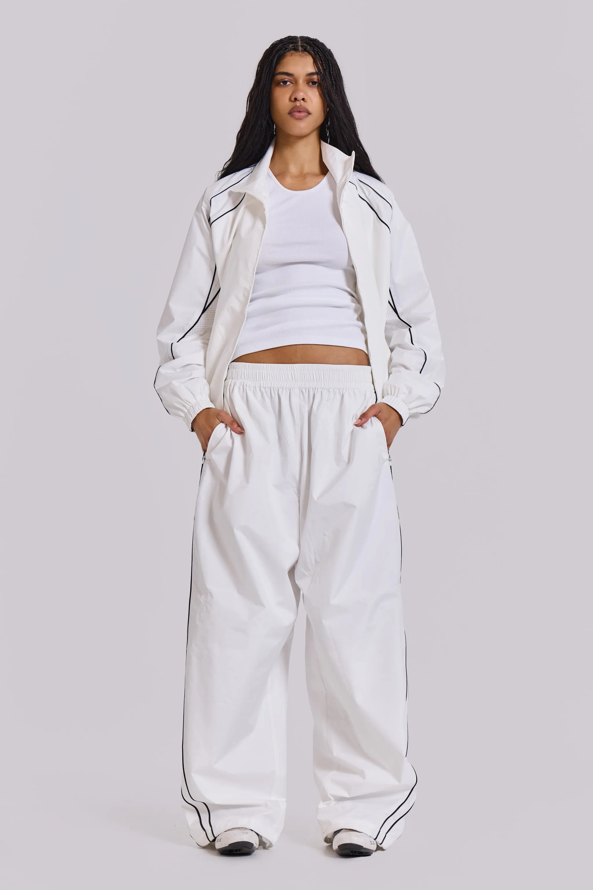 White Vapor Tracksuit Bottoms sold by Jaded London product image thumbnail 5