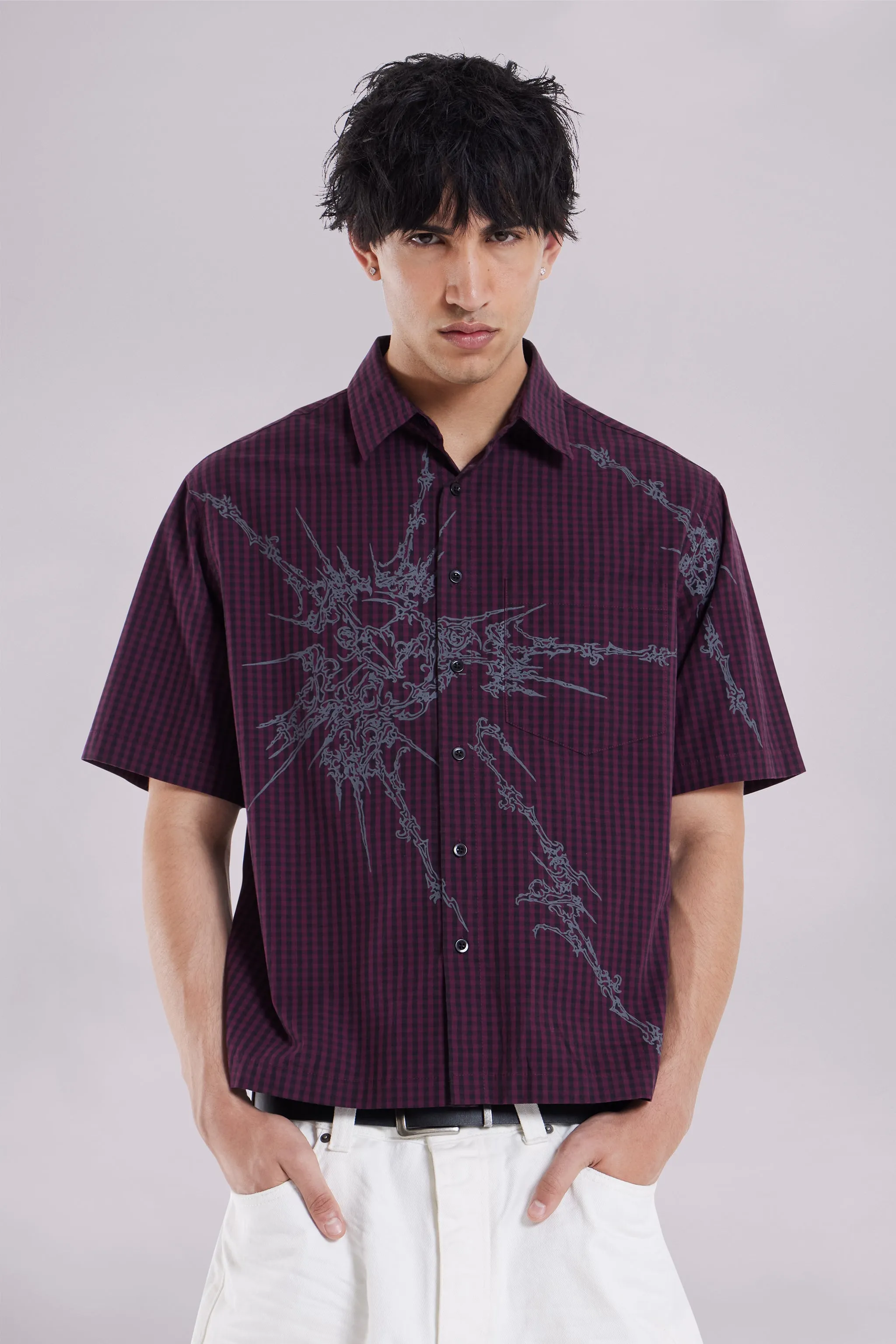 Red Atom Checked Shirt sold by Jaded London