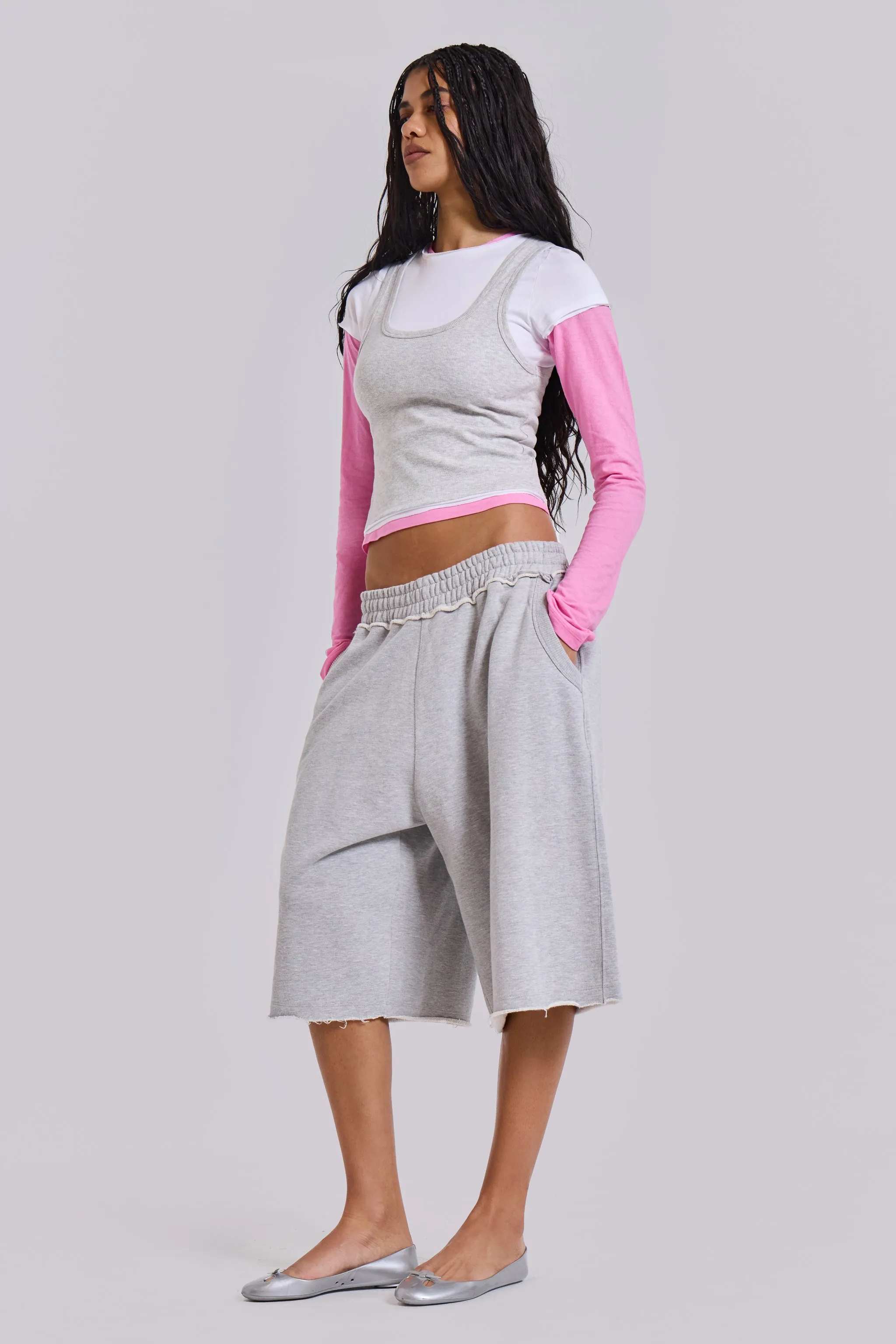 Lexie Triple Layer Long Sleeve Top in Grey Marl sold by Jaded London product image thumbnail 4
