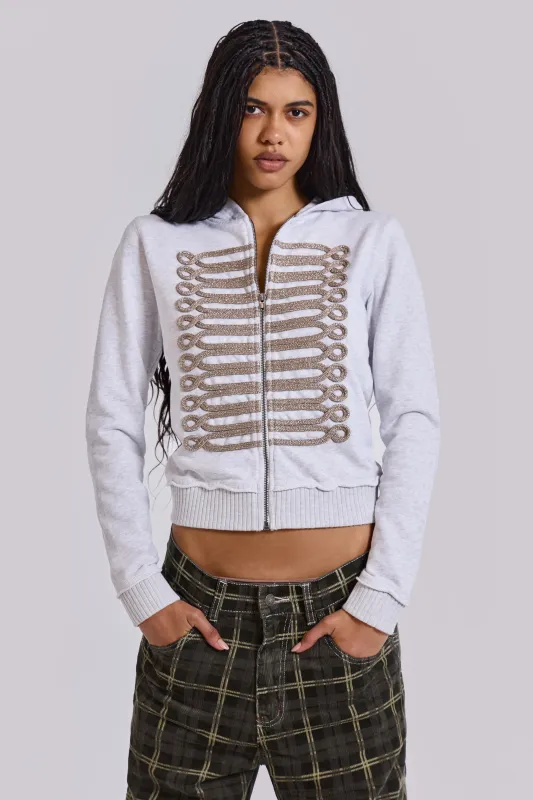 Grey Marl Military Monster Hoodie sold by Jaded London