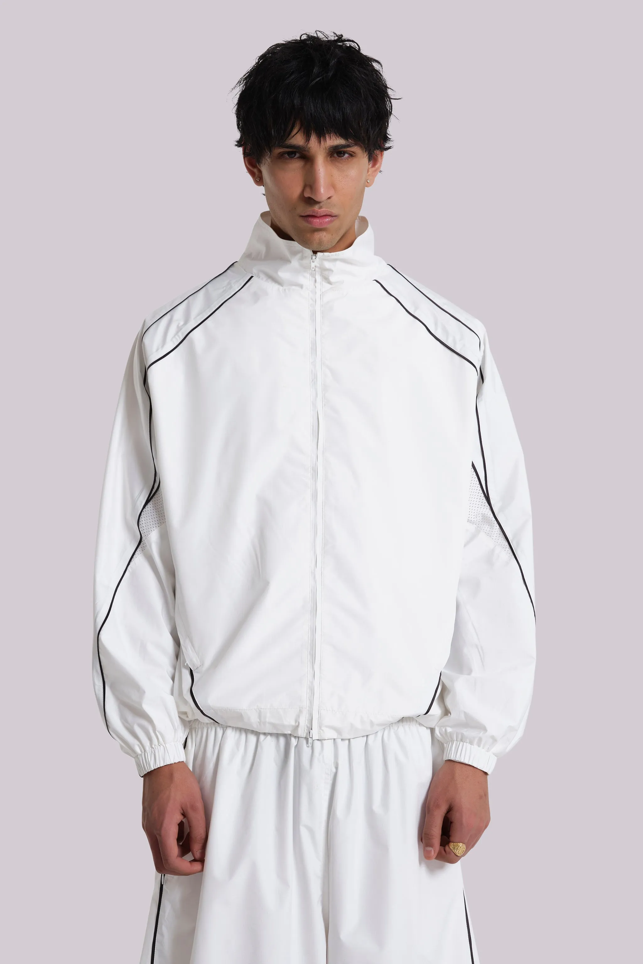 White Vapor Tracksuit Top sold by Jaded London