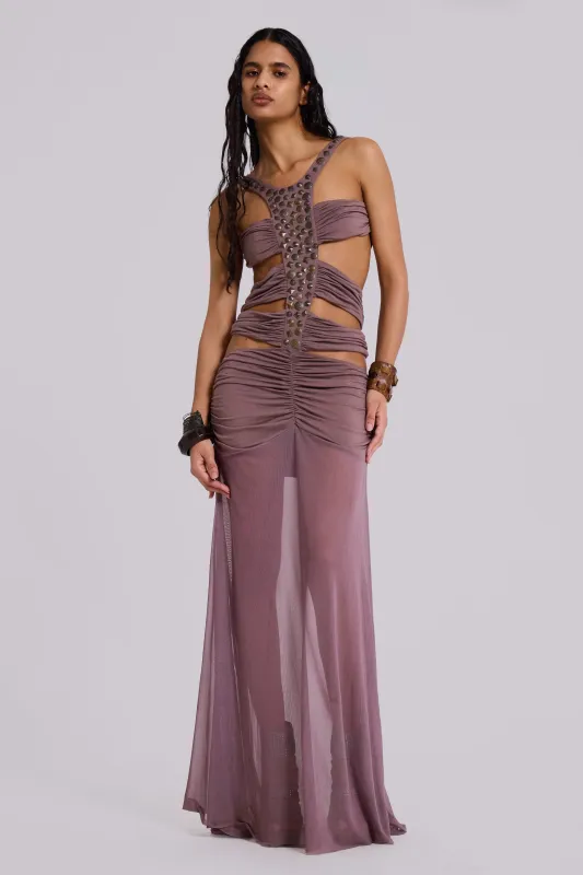 Hadassa Cut-Out Hand-Beaded Maxi Dress sold by Jaded London
