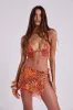 Melona Embellished Wrap Mini Skirt in Tangerine sold by Jaded London