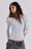 Sheer Henley Top In Sky sold by Jaded London