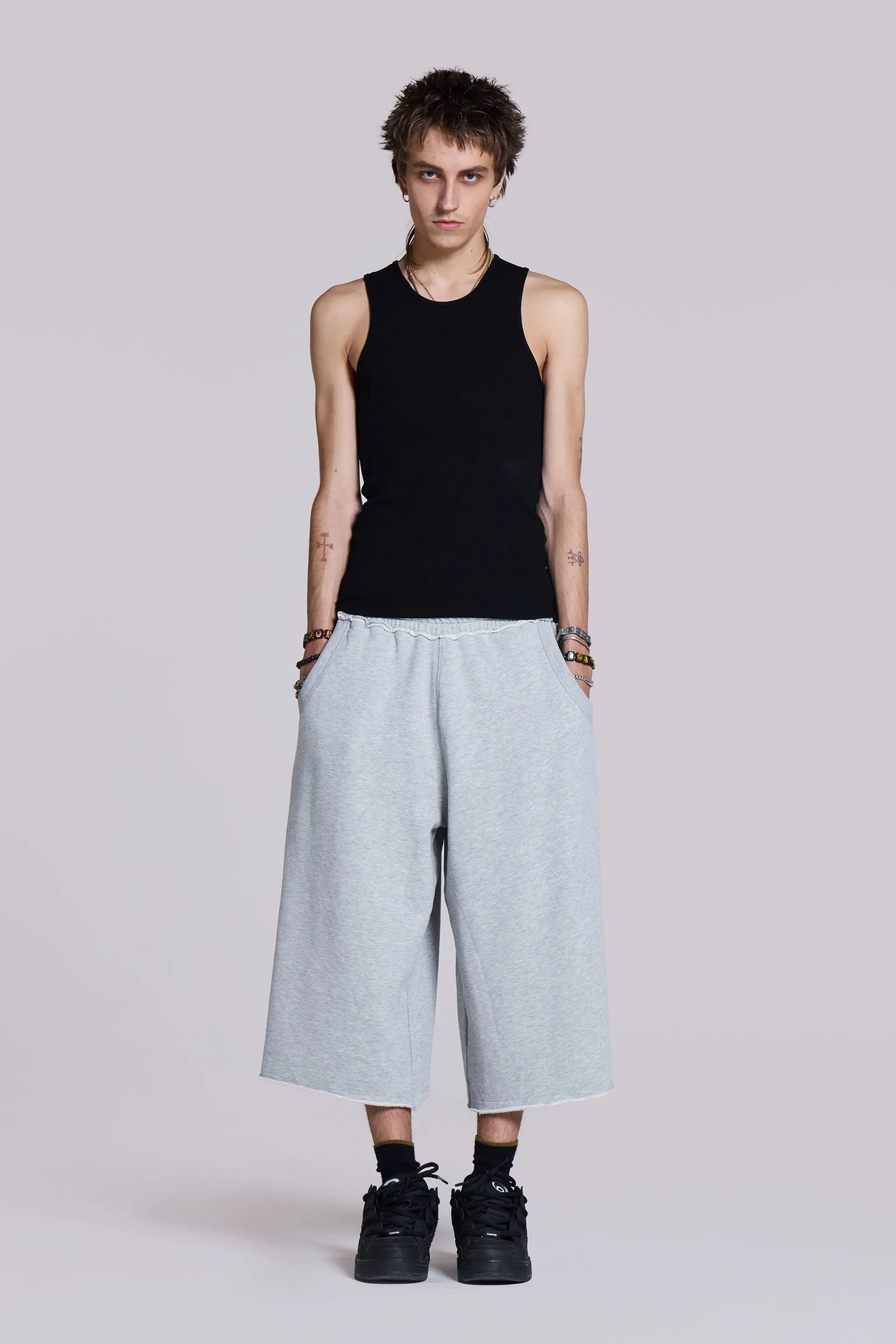 Jaded London Monster 3/4 Grey Marl Shorts | Parallel