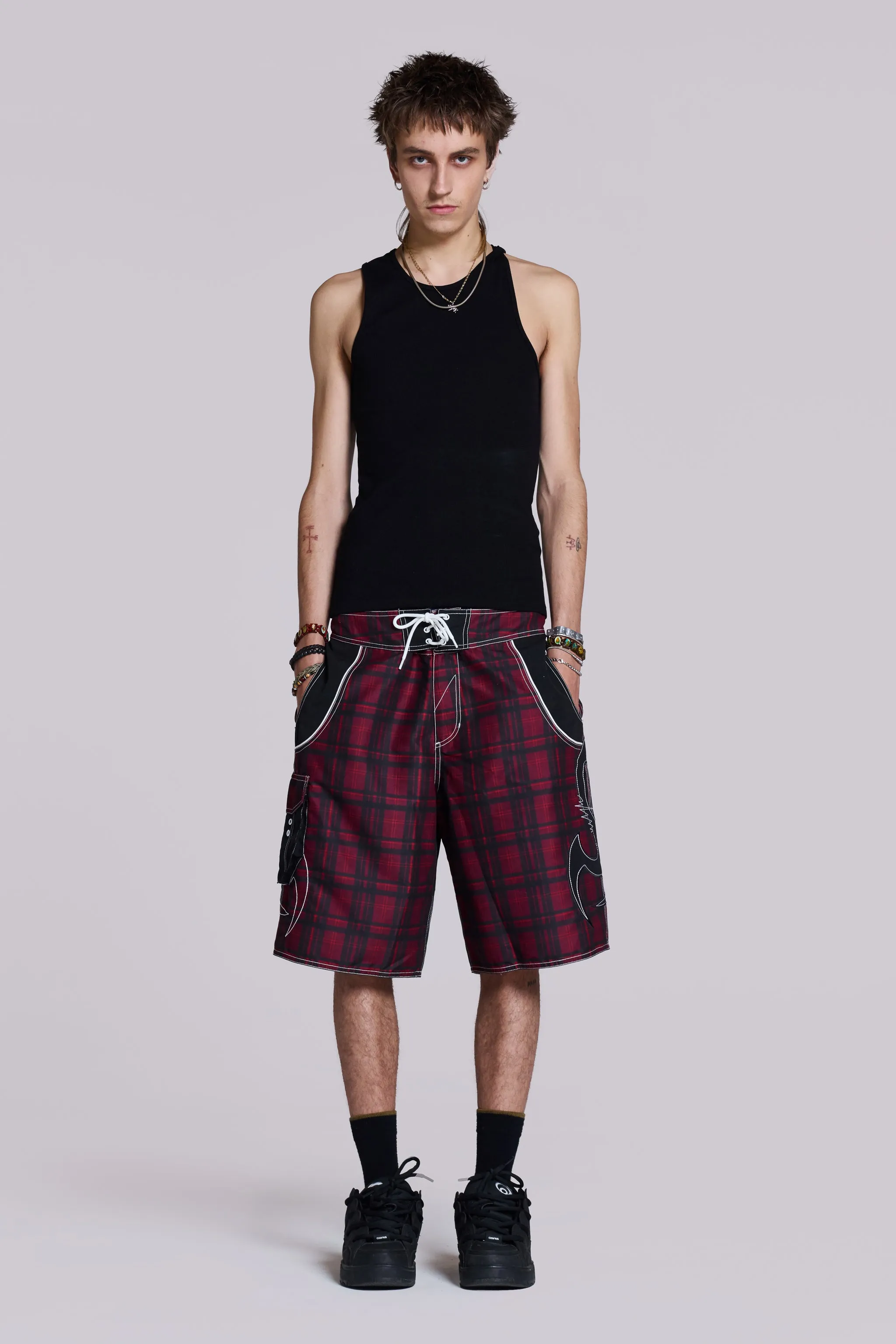 Tribal Check Board Shorts sold by Jaded London product image thumbnail 3