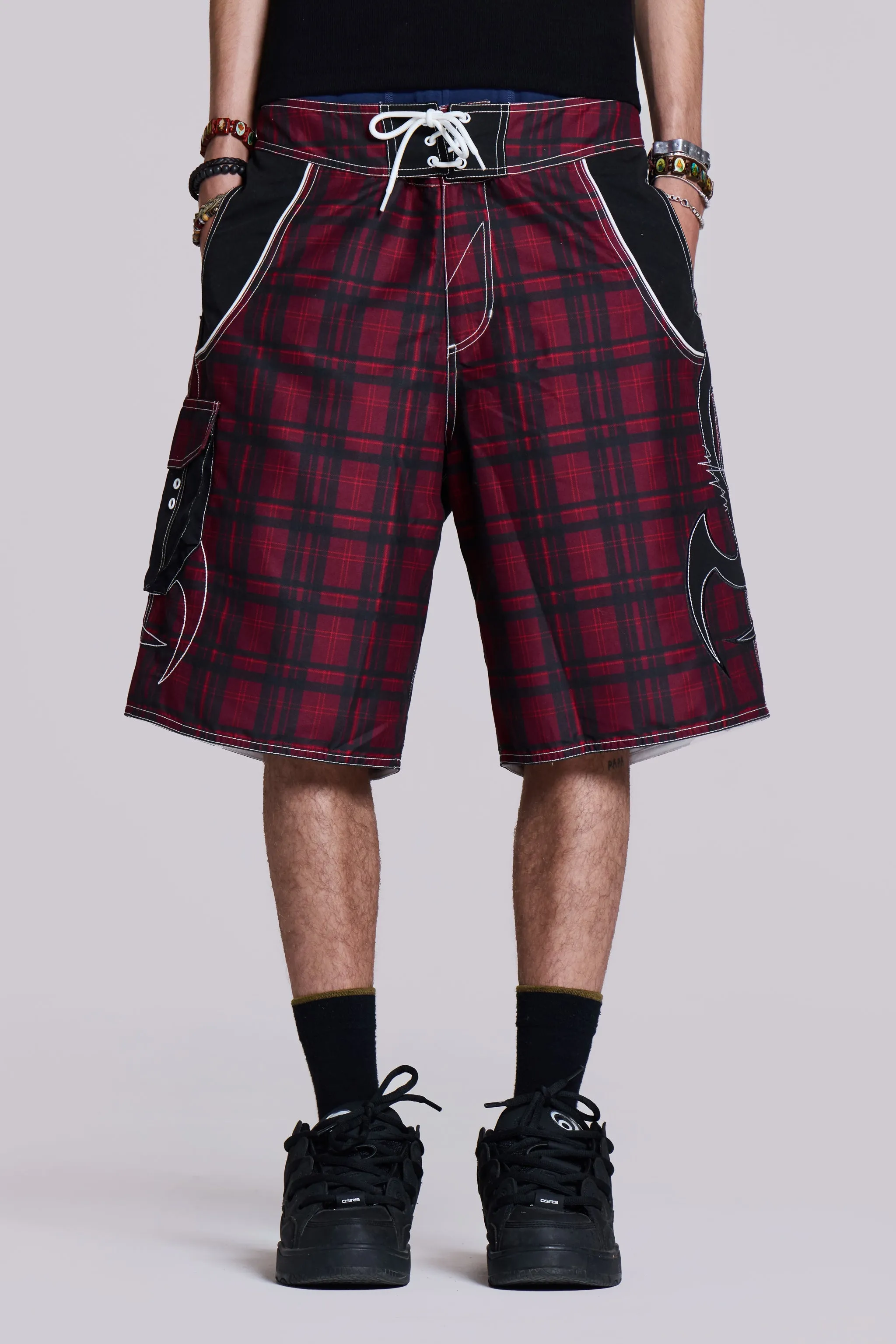 Tribal Check Board Shorts sold by Jaded London