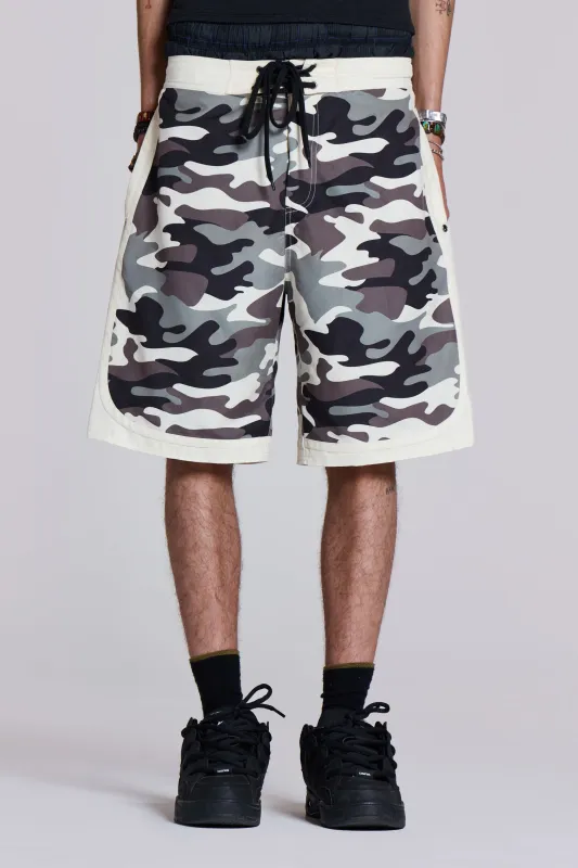 Washed Camo Board Shorts sold by Jaded London