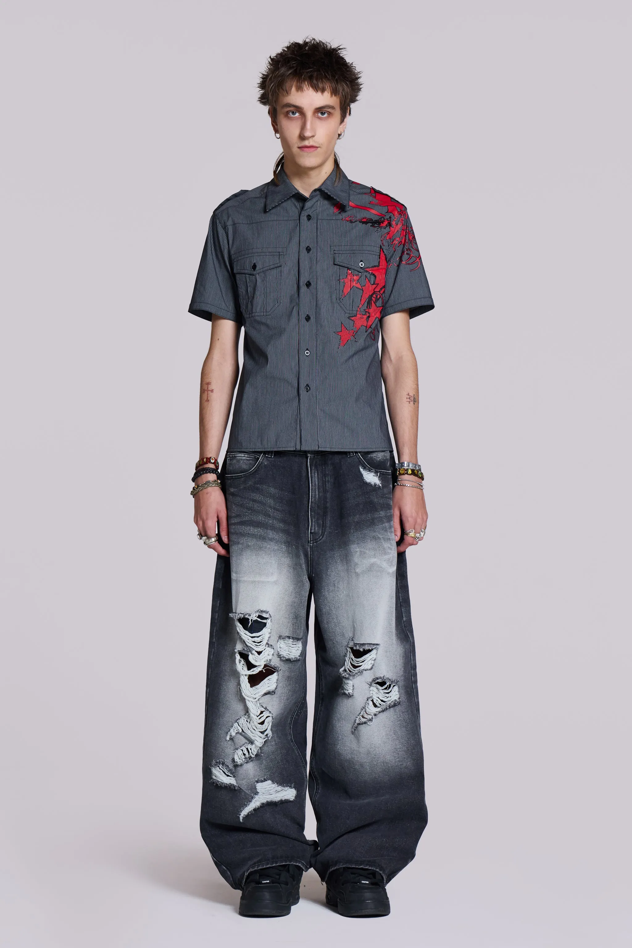 Script Pinstripe Shirt sold by Jaded London product image thumbnail 3