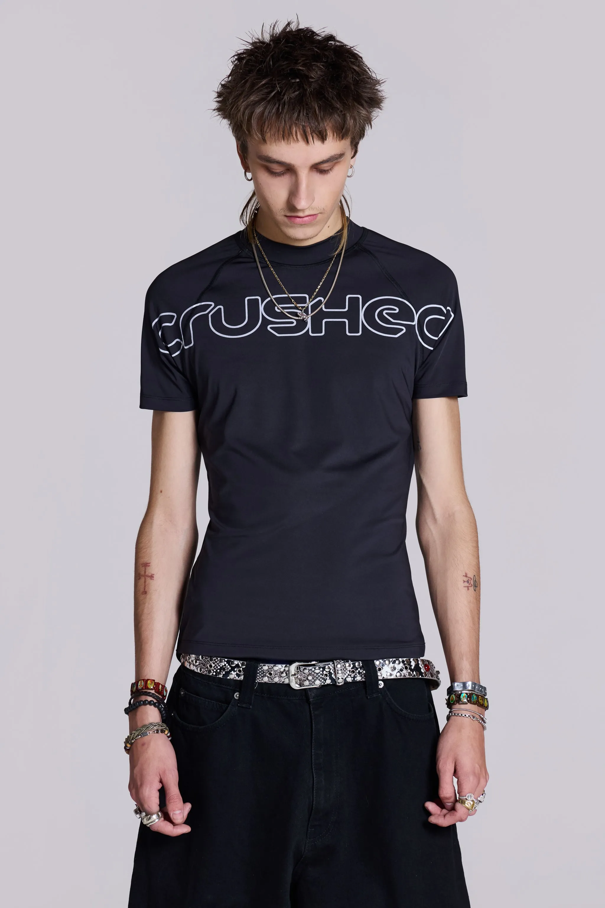 Crushed Short Sleeve T-Shirt sold by Jaded London