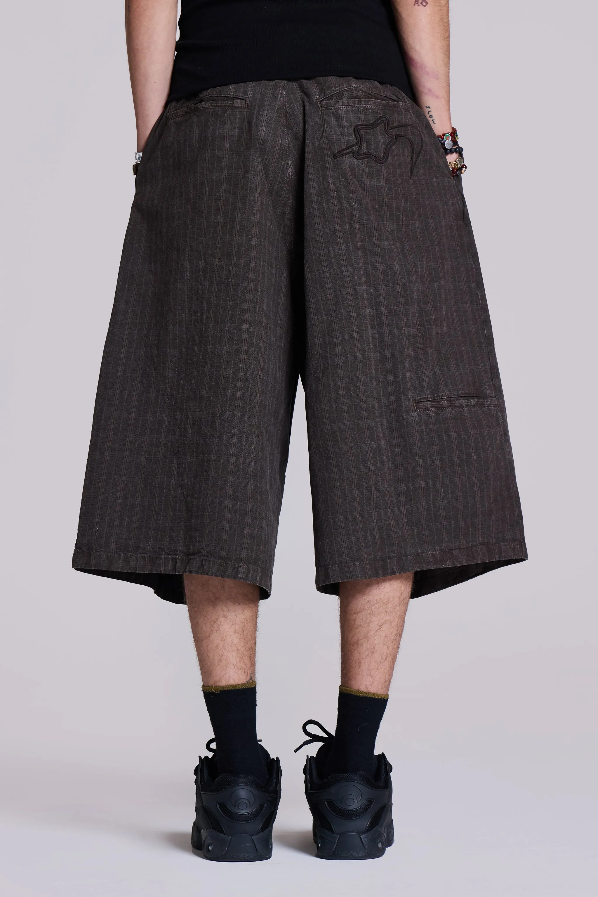 Brown Check Jumbo Jorts sold by Jaded London product image thumbnail 4
