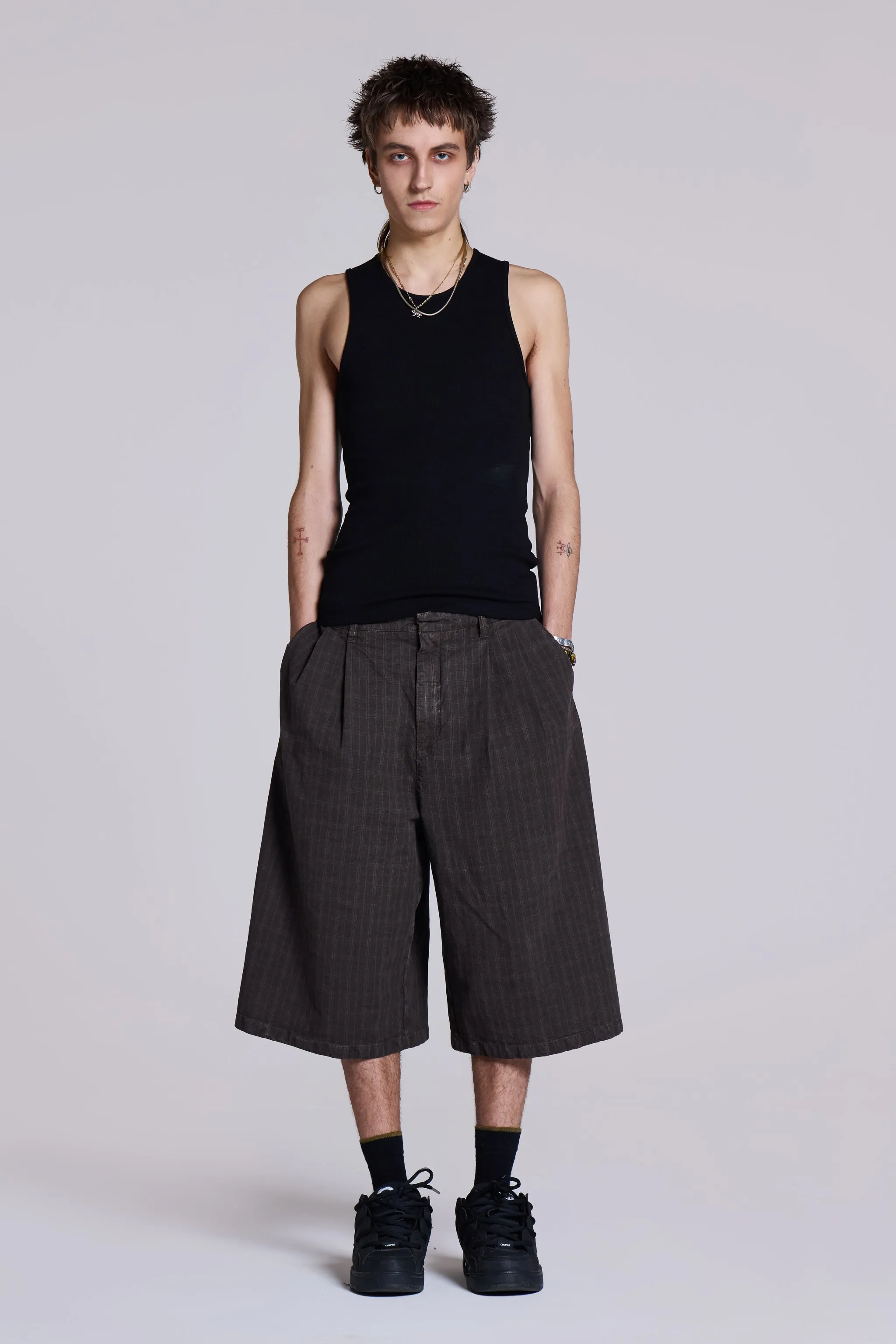 Brown Check Jumbo Jorts sold by Jaded London product image thumbnail 3